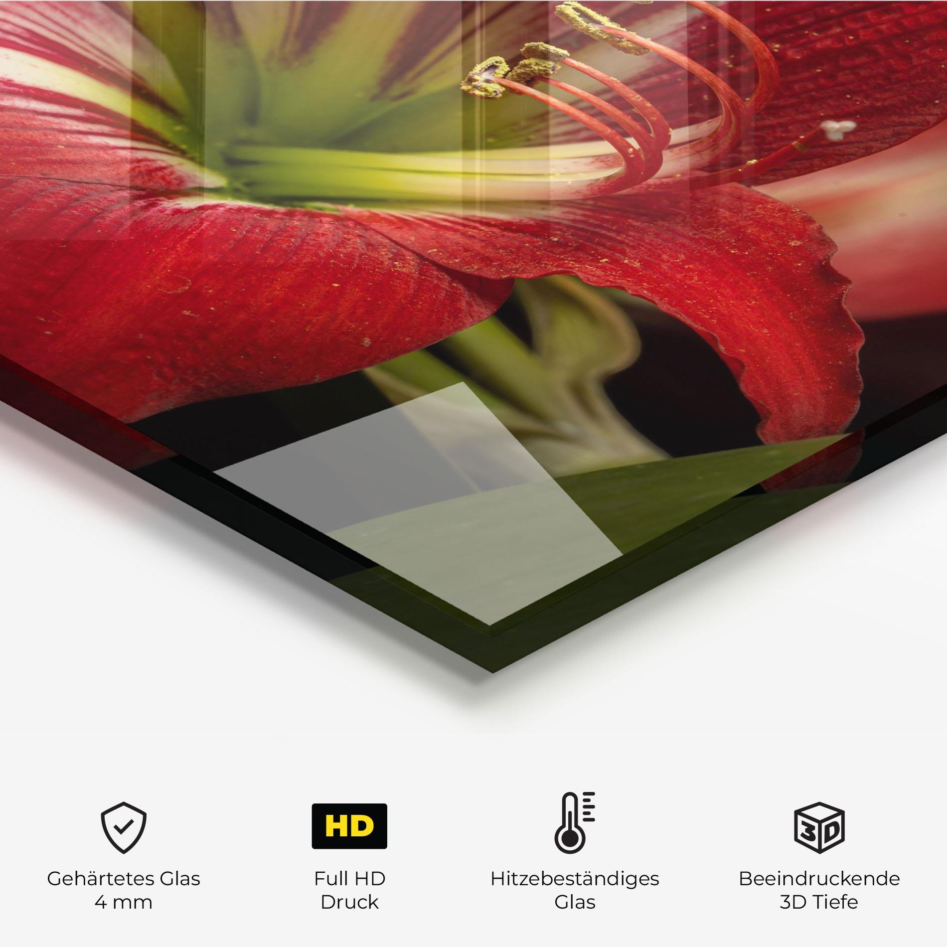 Küchenrückwand Glas Exotic Red Lily mockup 2