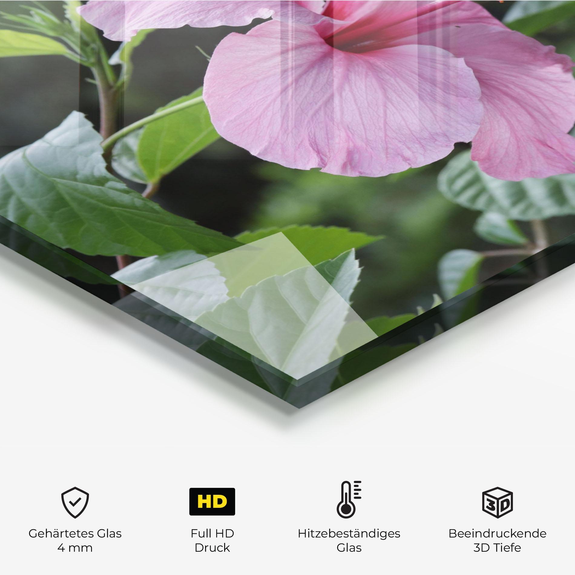 Küchenrückwand Glas Pink Exotic Plant mockup 2