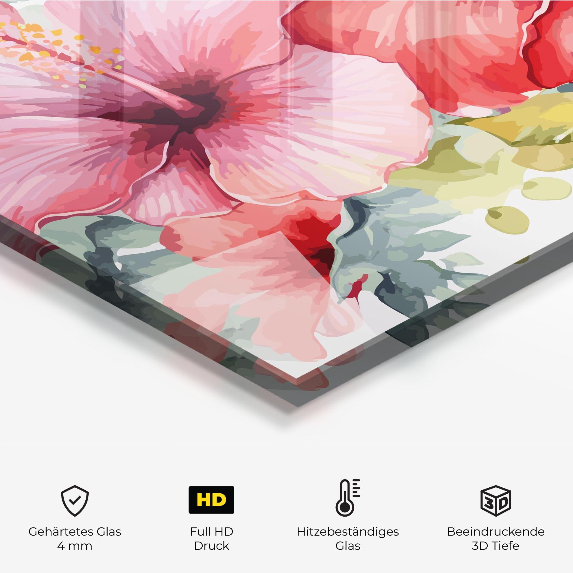 Küchenrückwand Glas Pink Red Exotic mockup 2