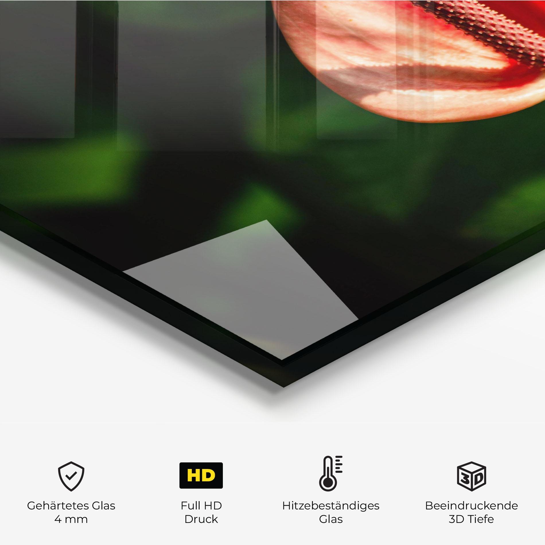 Küchenrückwand Glas Plant Exotic Red mockup 2