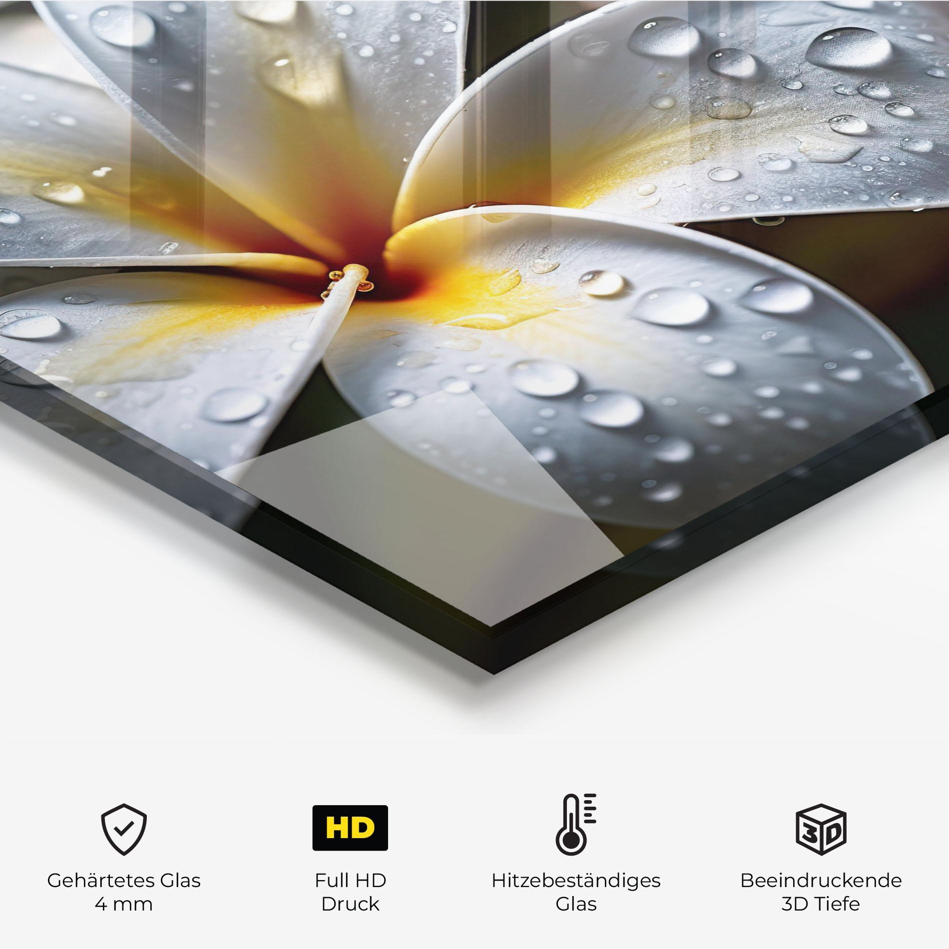 Küchenrückwand Glas Rainy White Exotic mockup 2