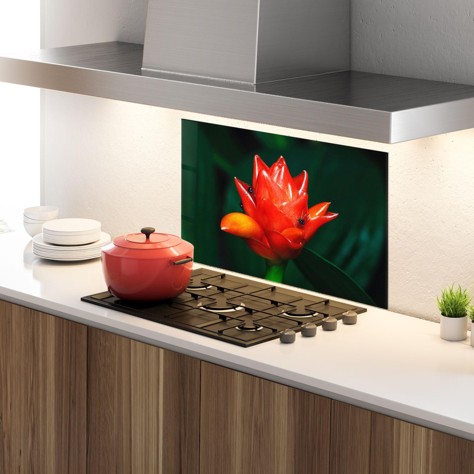 Küchenrückwand Glas Cool Orange Exotic mockup 4