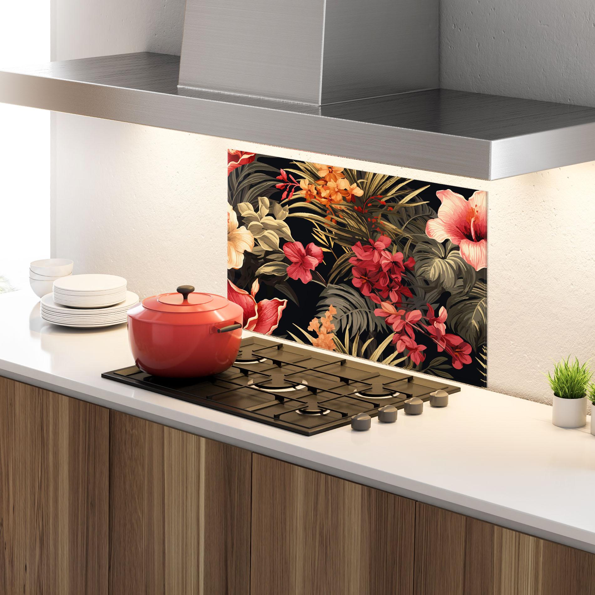 Küchenrückwand Glas Exotic Flower Plant mockup 4