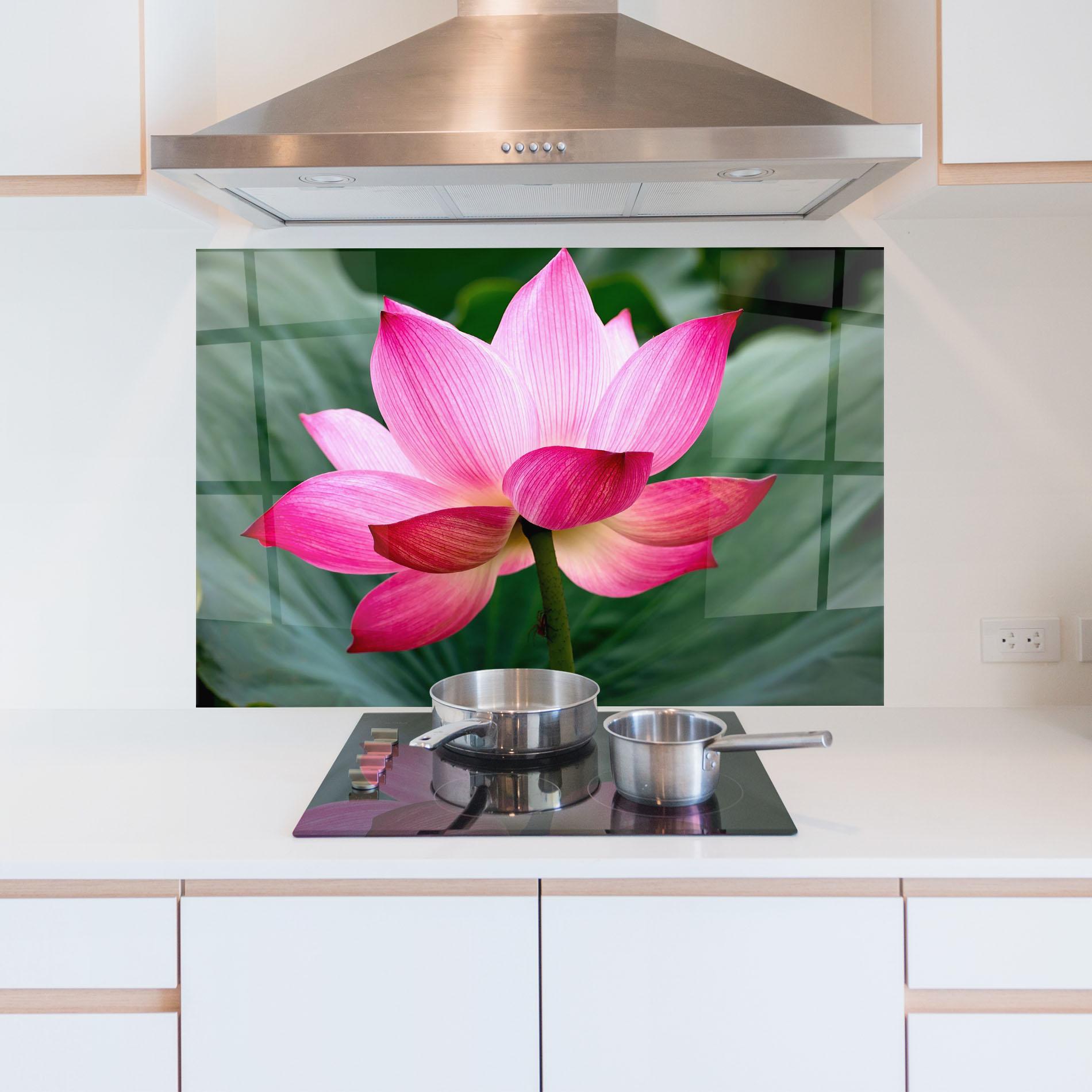 Küchenrückwand Glas Beautiful Pink Exotic mockup 5