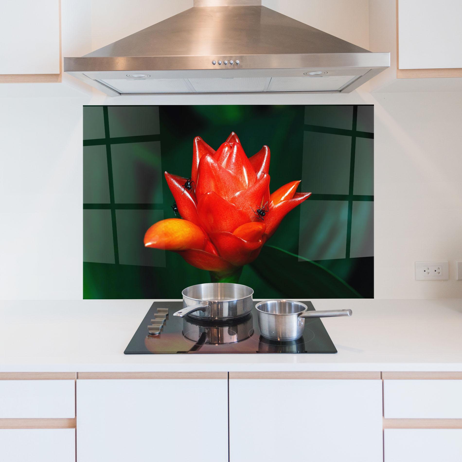 Küchenrückwand Glas Cool Orange Exotic mockup 5