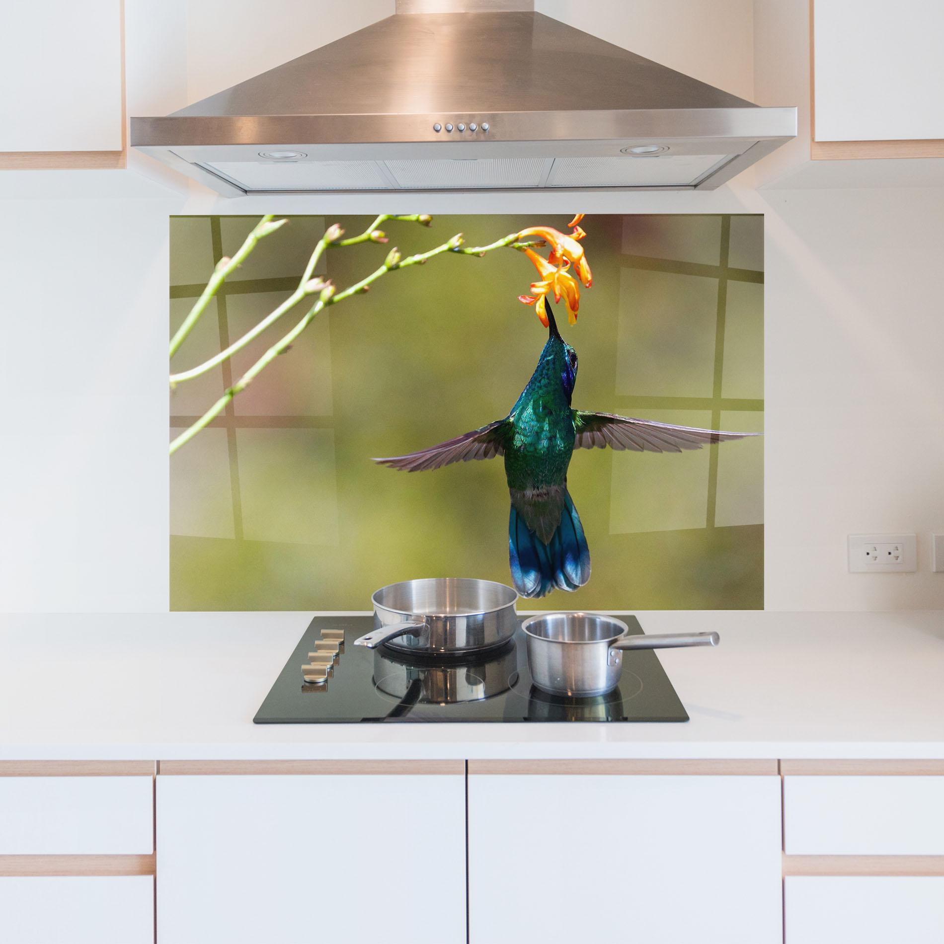 Küchenrückwand Glas Orange Flower Exotic mockup 5