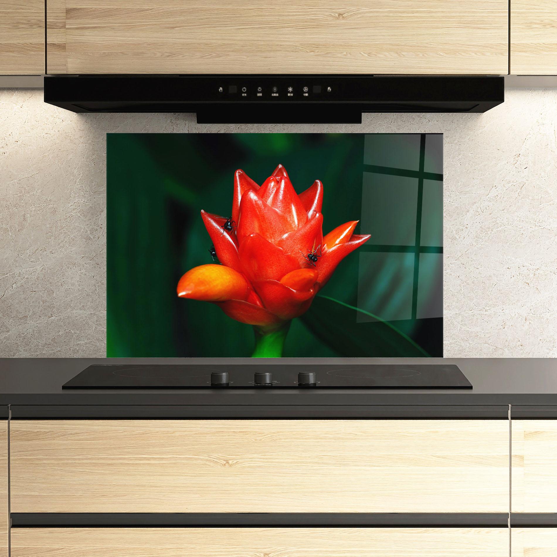 Küchenrückwand Glas Cool Orange Exotic mockup 3