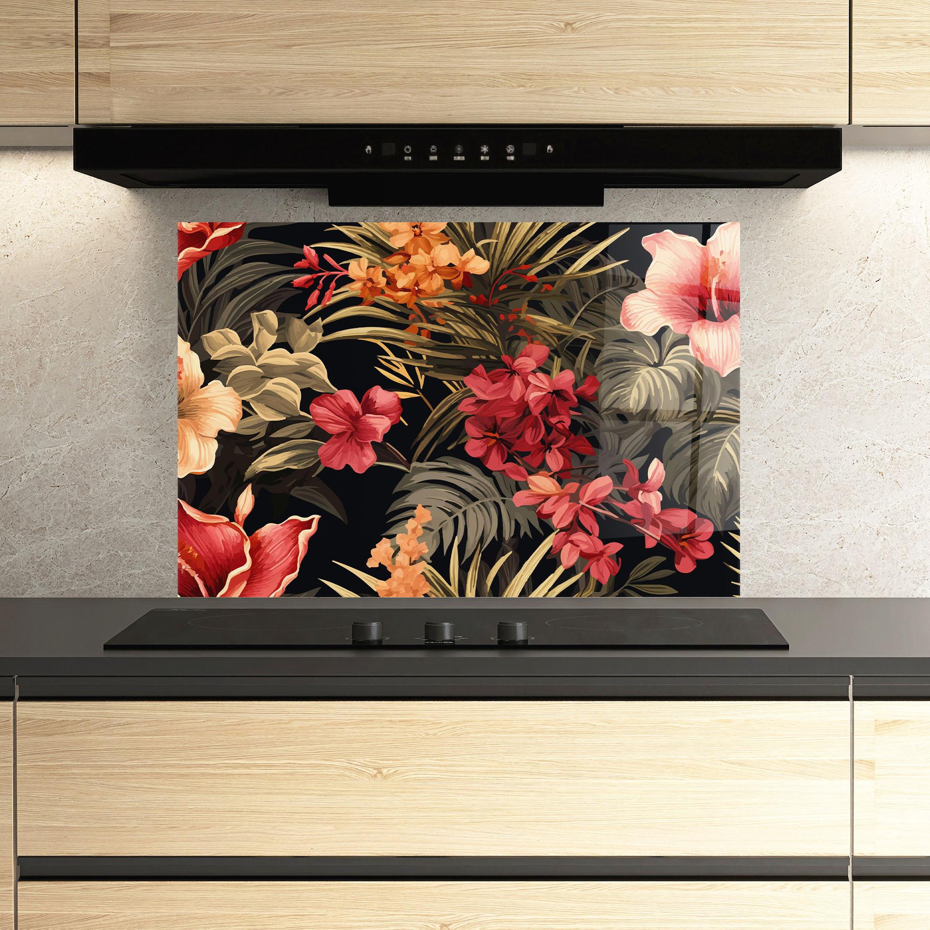 Küchenrückwand Glas Exotic Flower Plant mockup 3