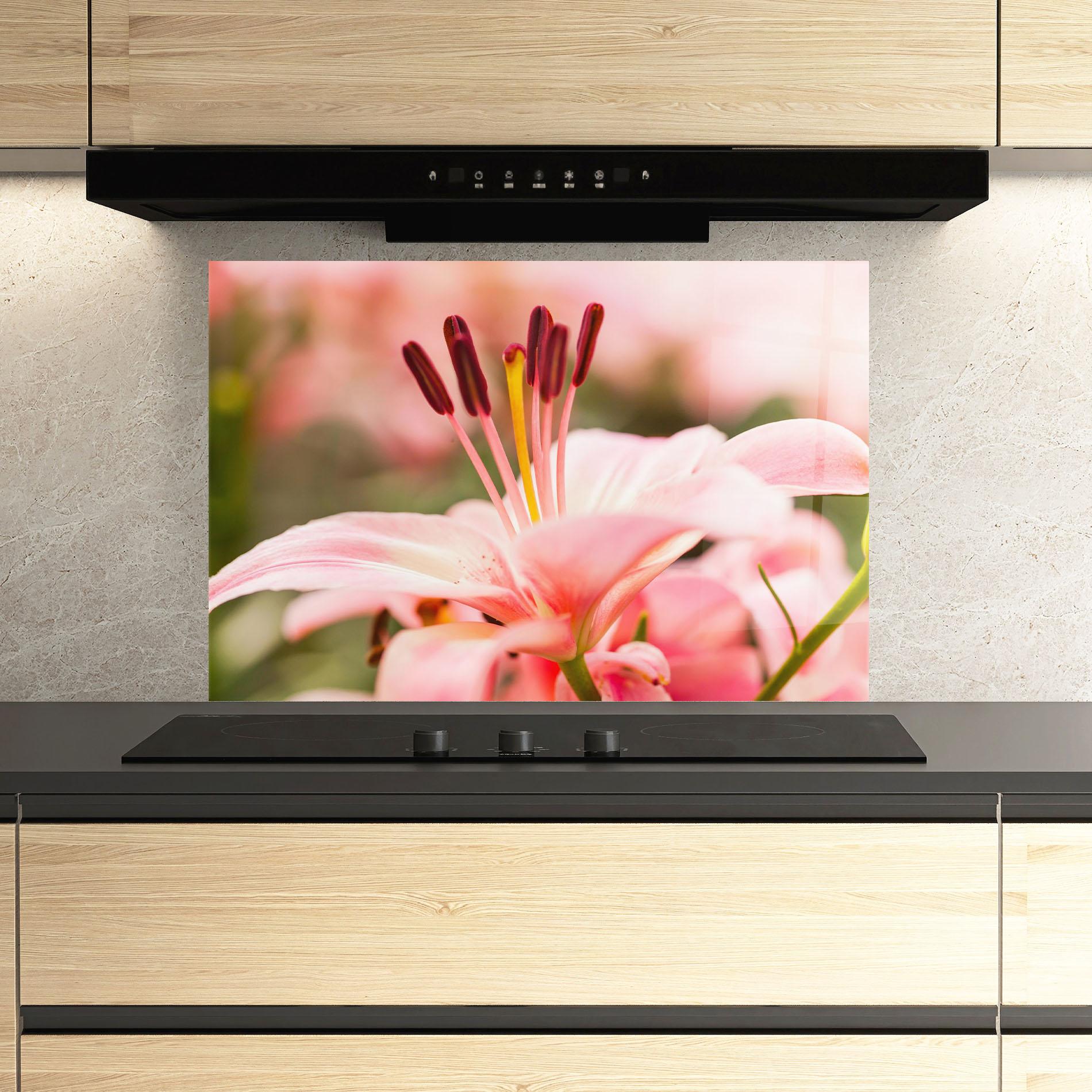 Küchenrückwand Glas Flower mockup 3