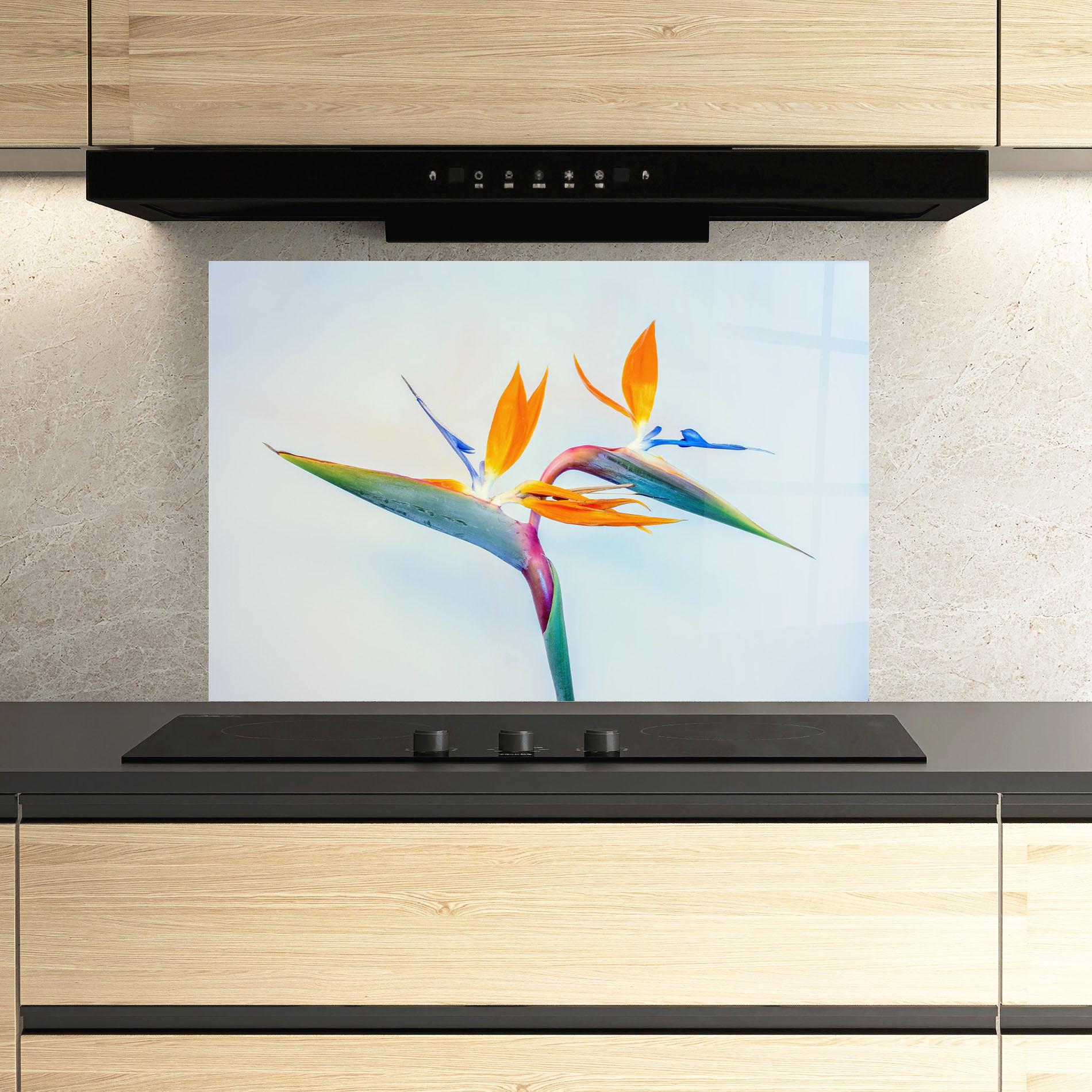 Küchenrückwand Glas Green Orange Exotic mockup 3