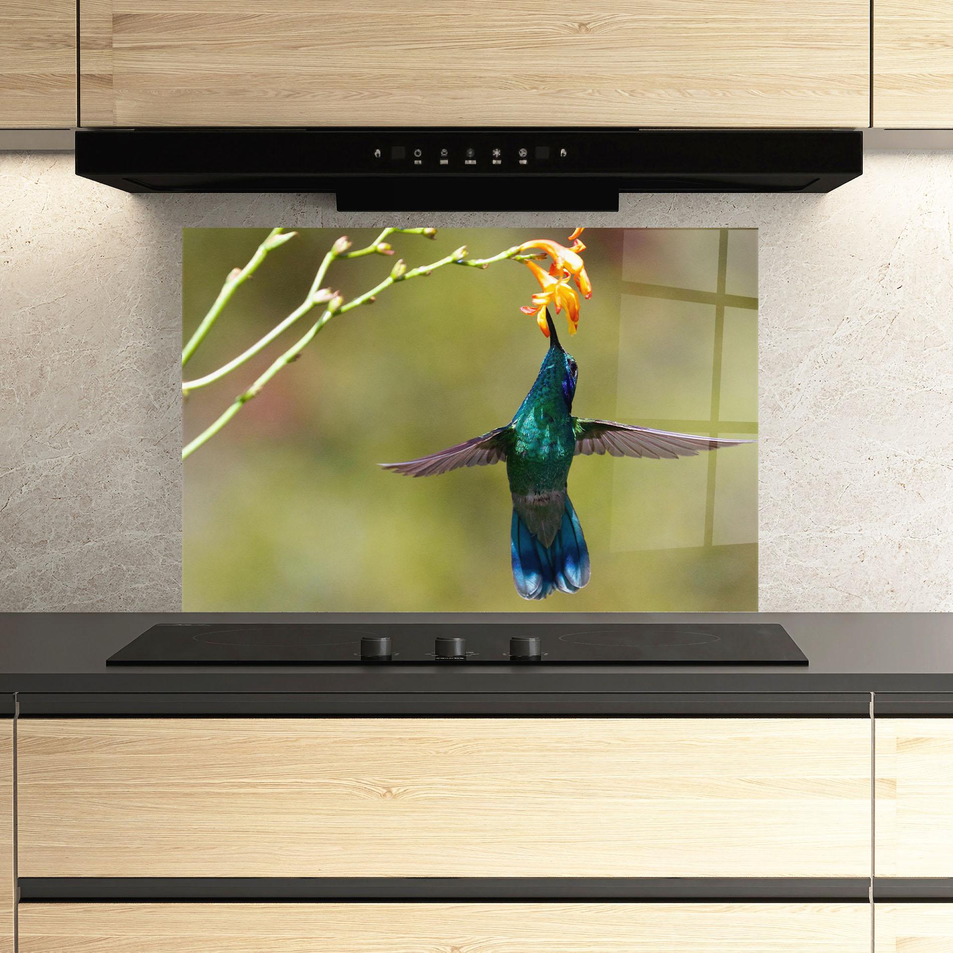 Küchenrückwand Glas Orange Flower Exotic mockup 3