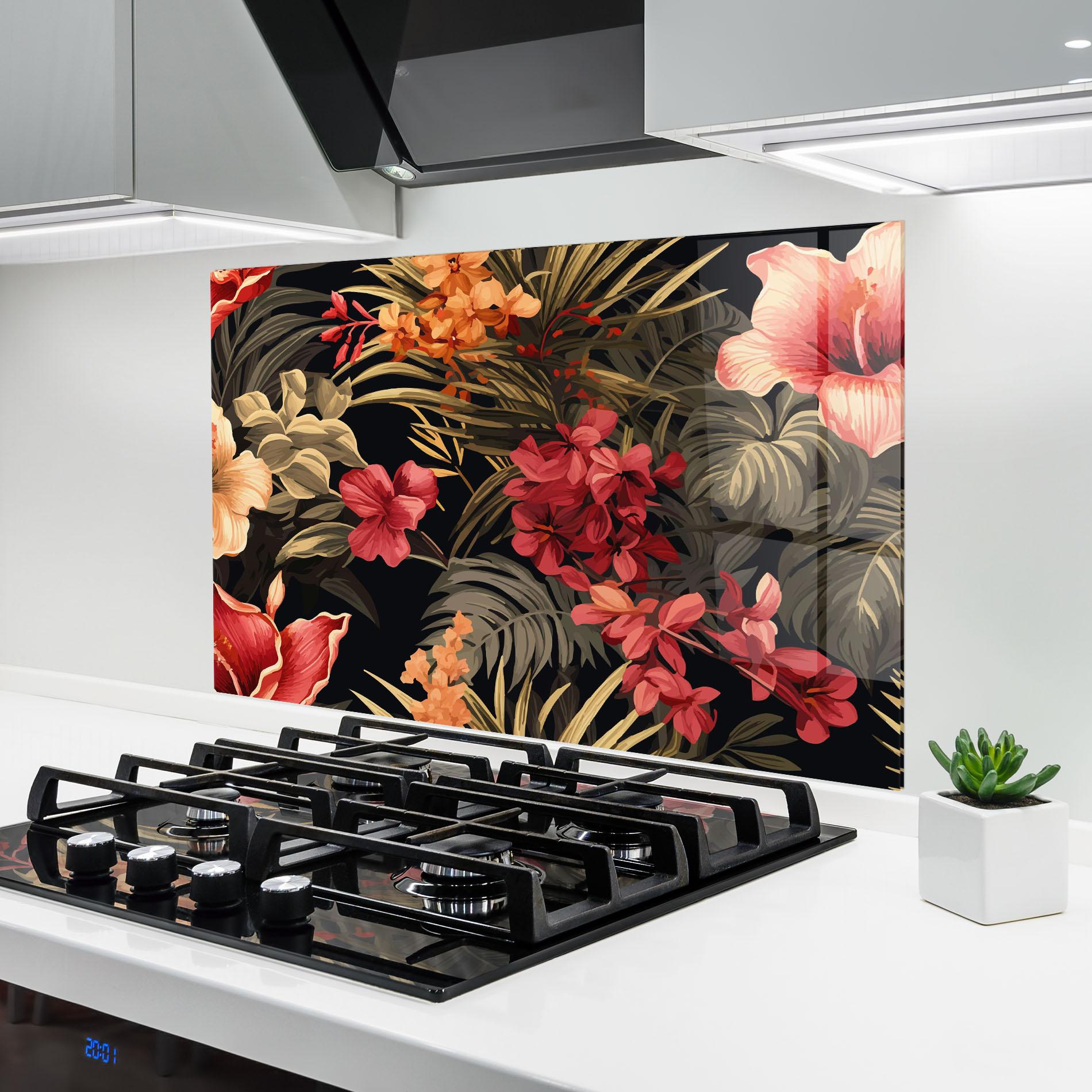 Küchenrückwand Glas Exotic Flower Plant mockup 6