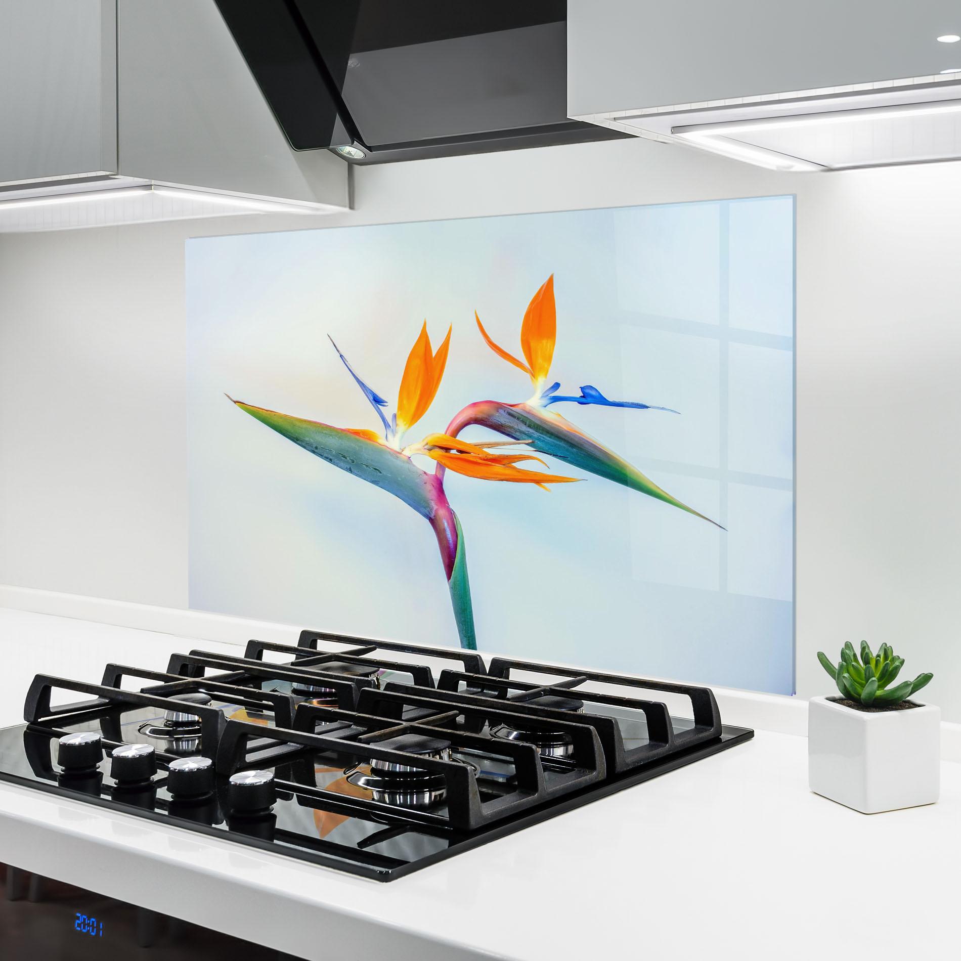 Küchenrückwand Glas Green Orange Exotic mockup 6