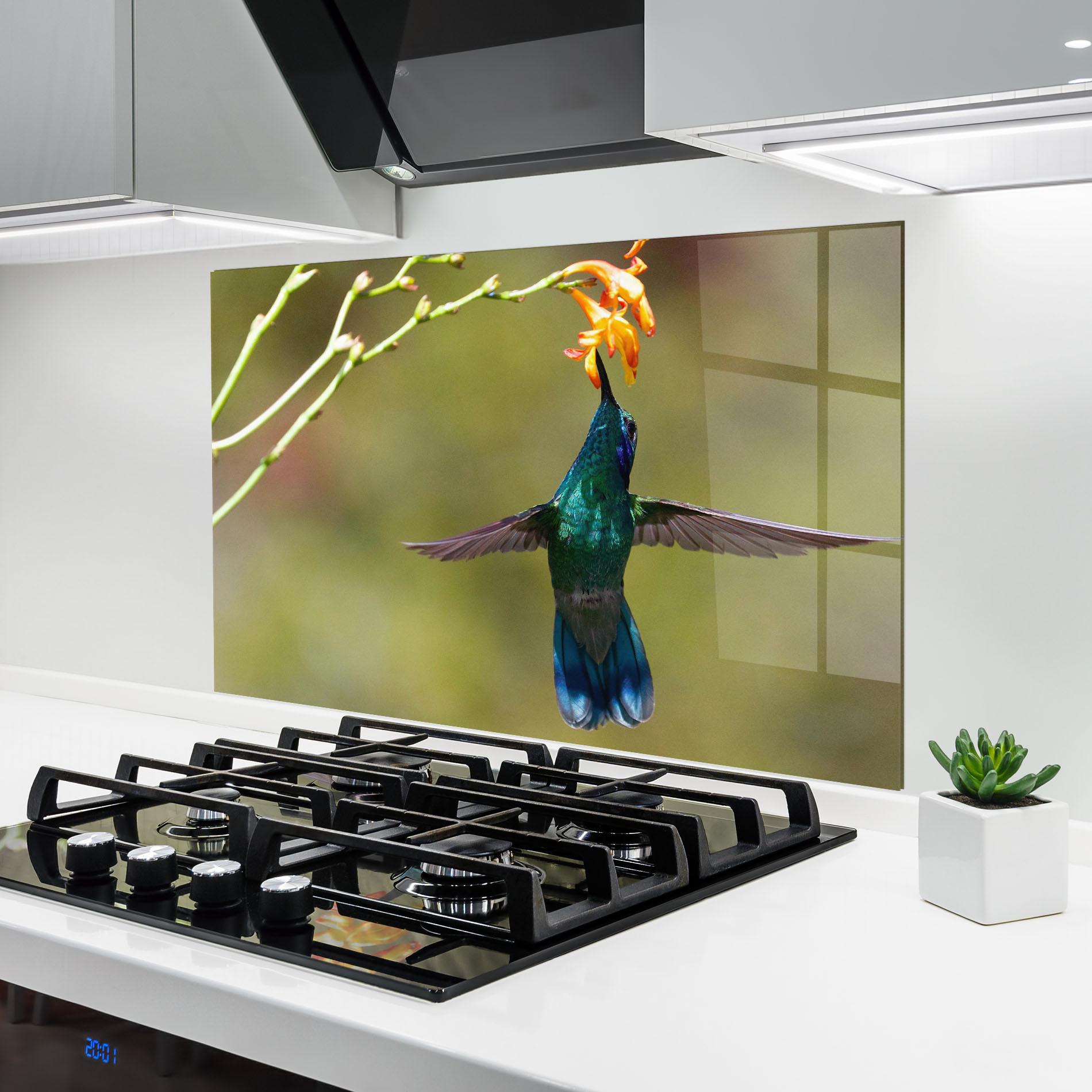 Küchenrückwand Glas Orange Flower Exotic mockup 6