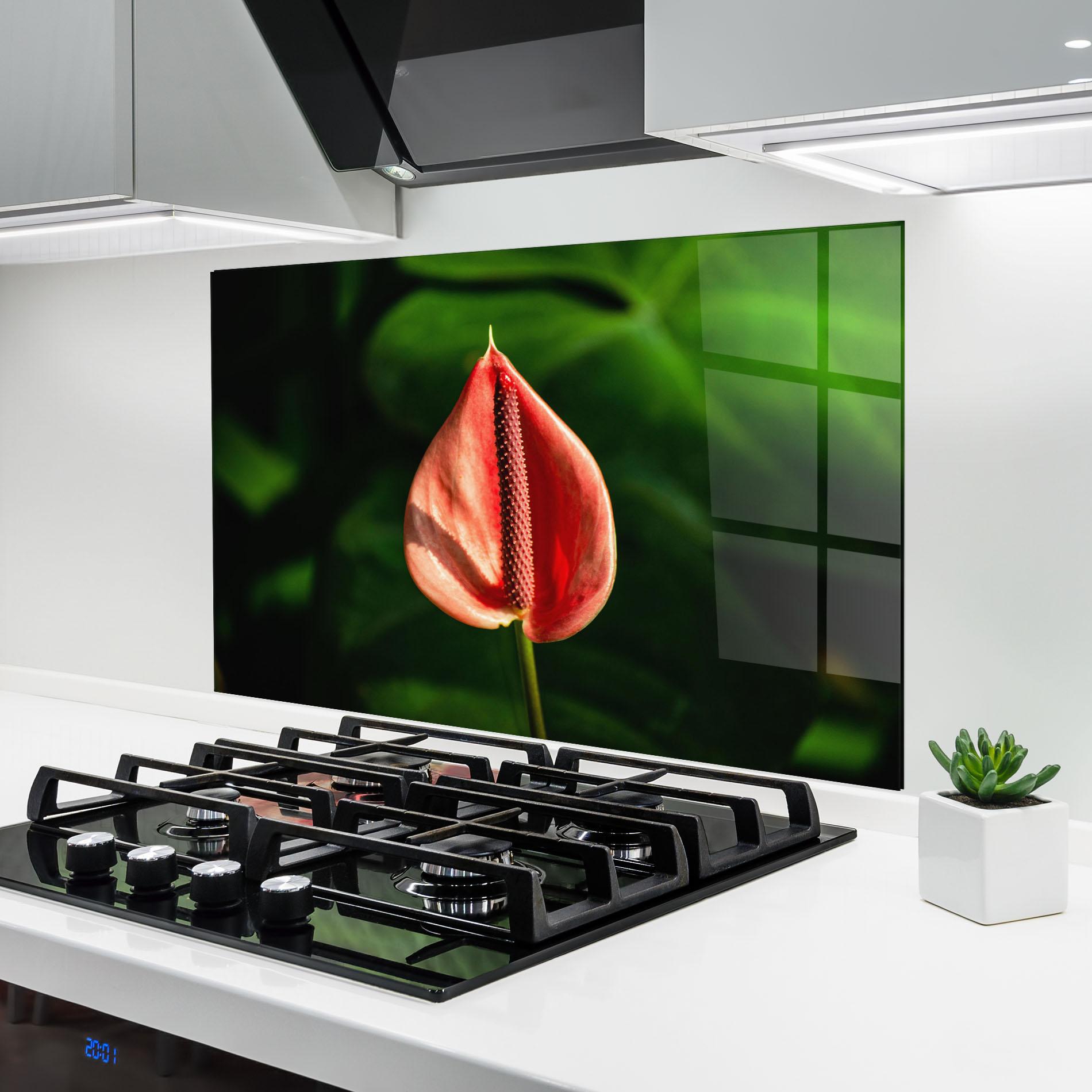 Küchenrückwand Glas Plant Exotic Red mockup 6
