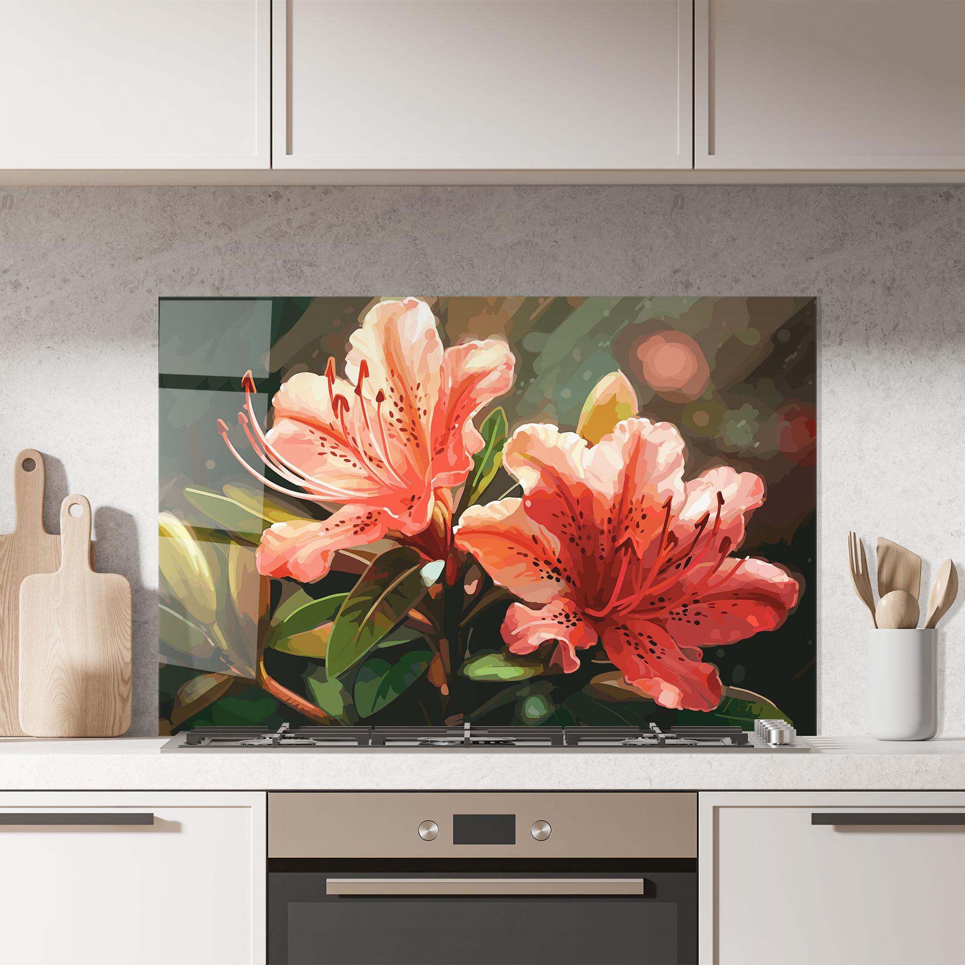 Küchenrückwand Glas Dreamy Exotic Flower mockup 7