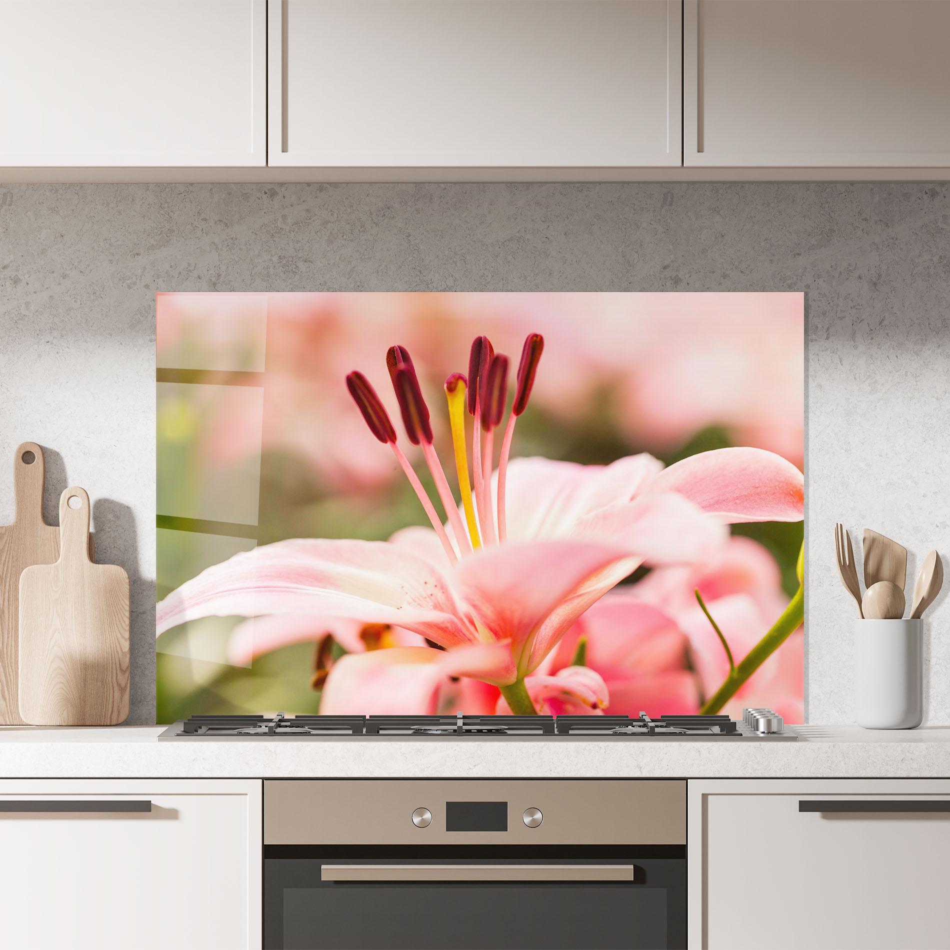 Küchenrückwand Glas Flower mockup 7