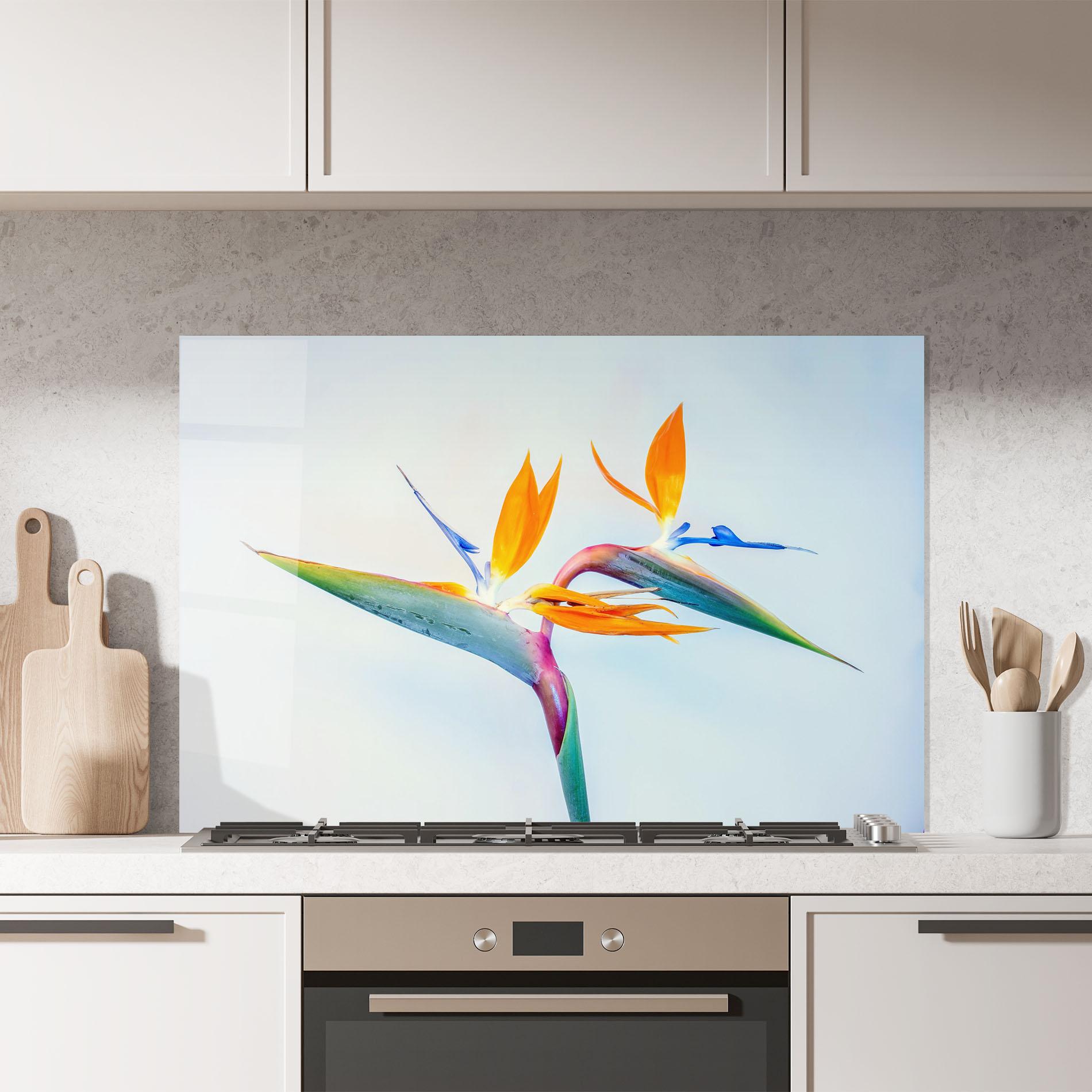 Küchenrückwand Glas Green Orange Exotic mockup 7