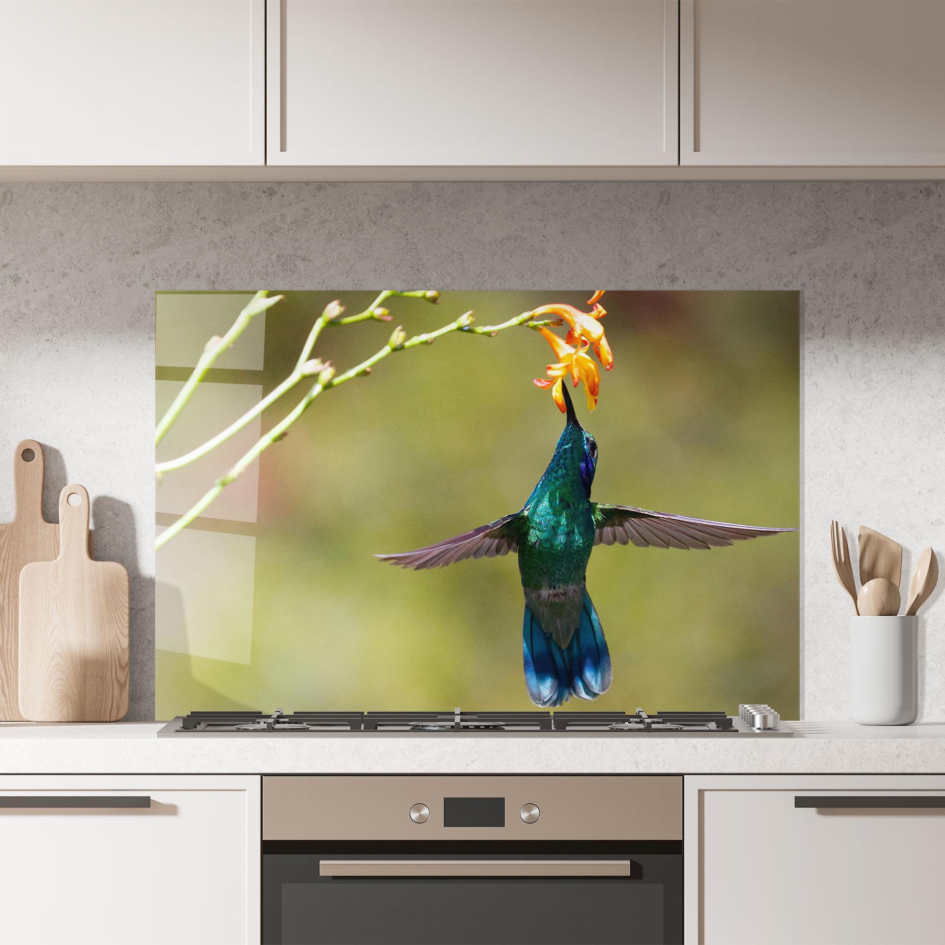 Küchenrückwand Glas Orange Flower Exotic mockup 7