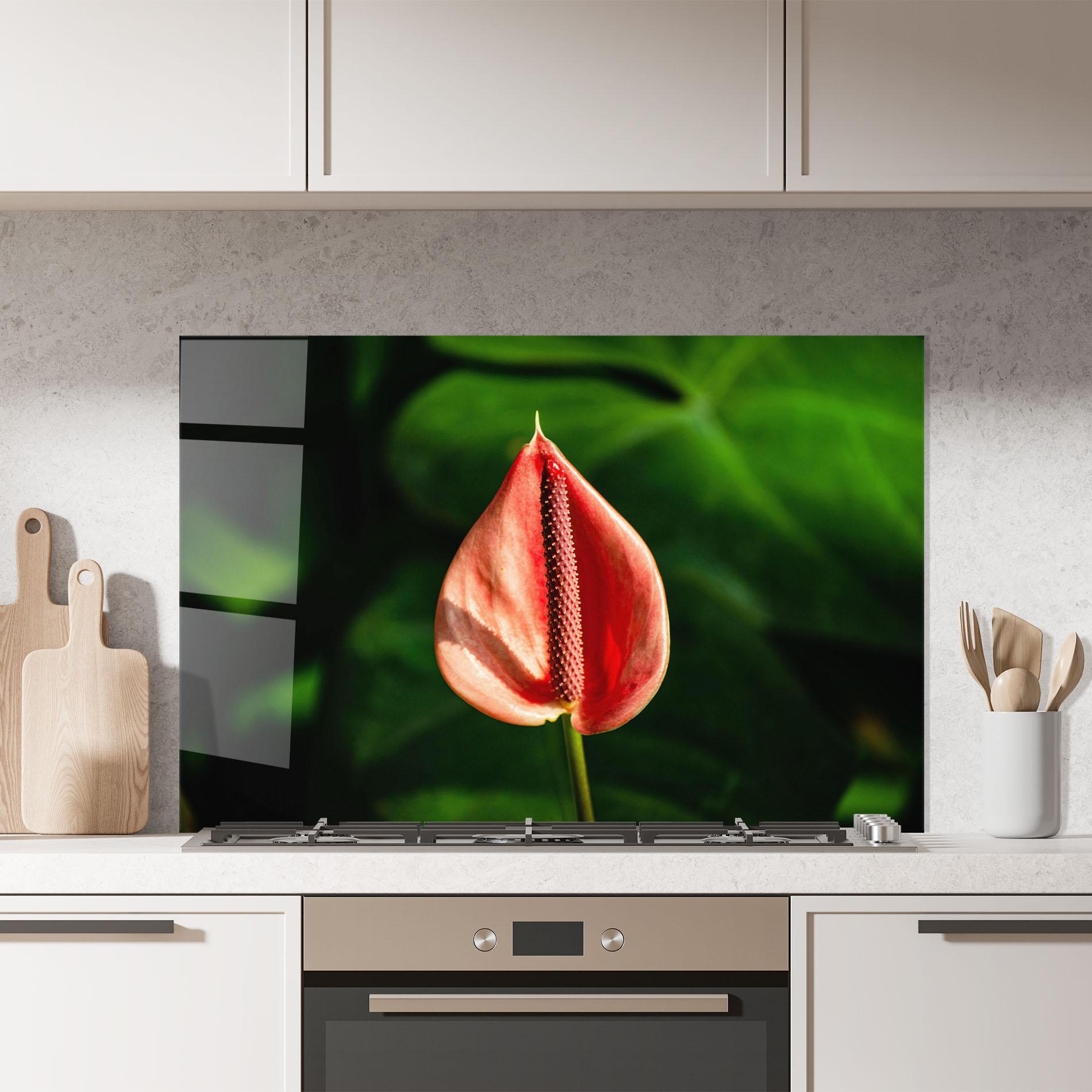 Küchenrückwand Glas Plant Exotic Red mockup 7