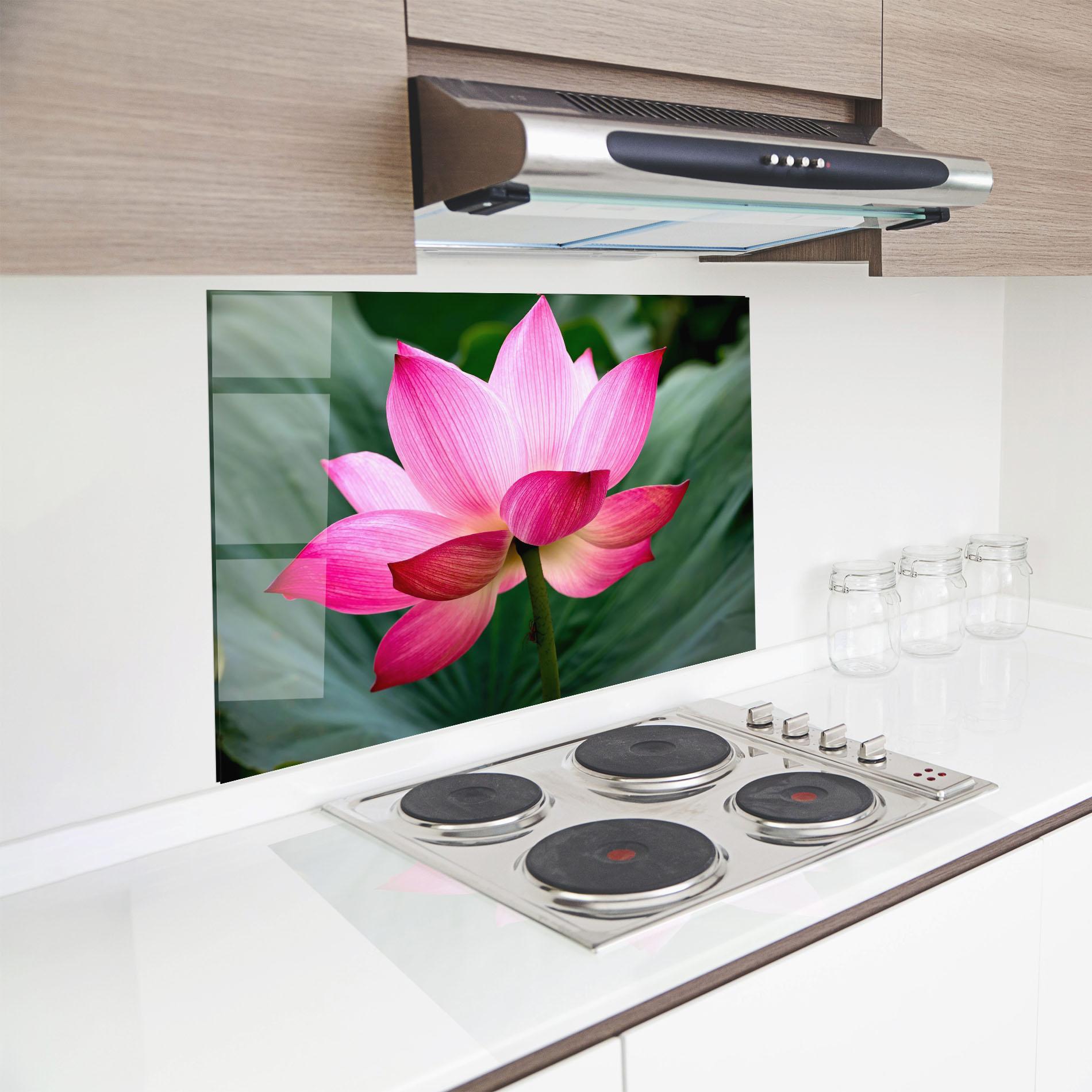 Küchenrückwand Glas Beautiful Pink Exotic mockup 8