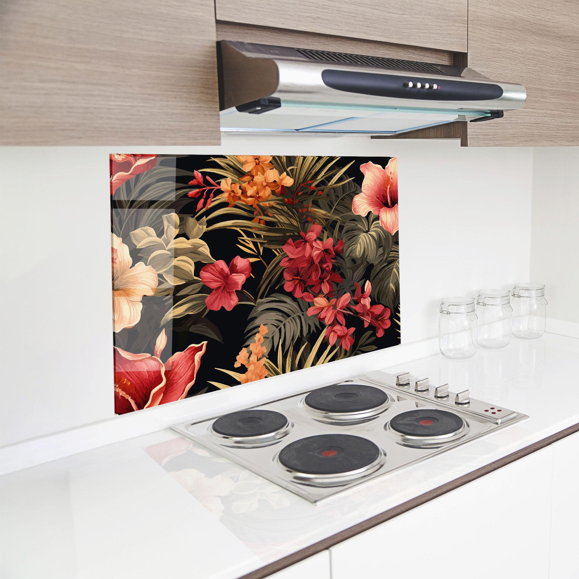 Küchenrückwand Glas Exotic Flower Plant mockup 8