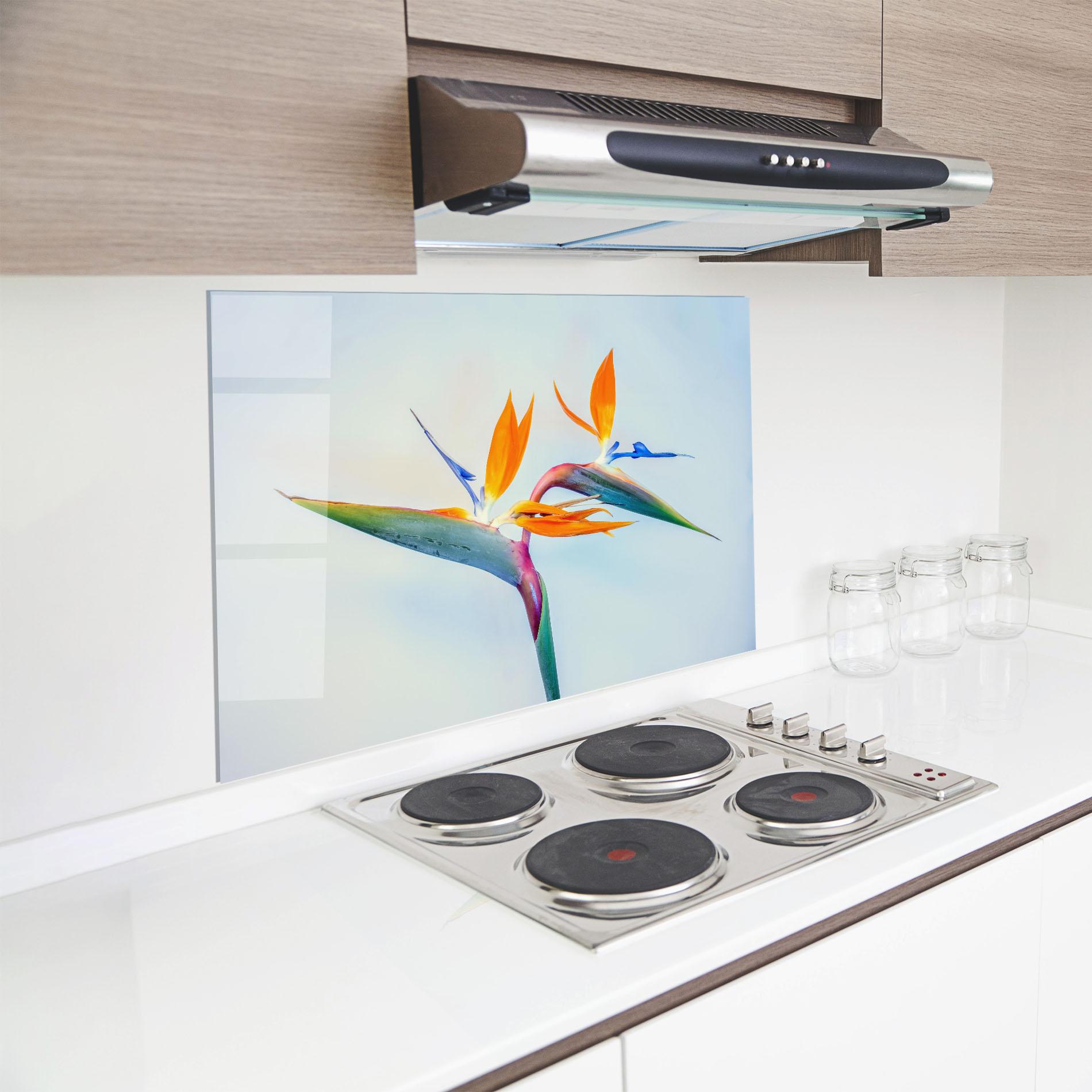 Küchenrückwand Glas Green Orange Exotic mockup 8