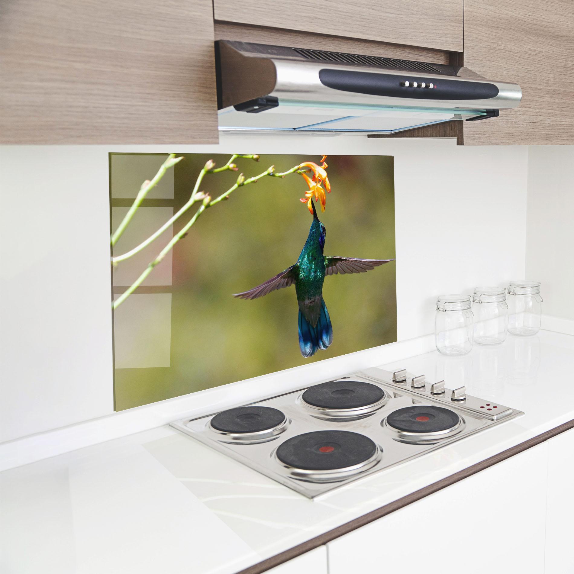 Küchenrückwand Glas Orange Flower Exotic mockup 8