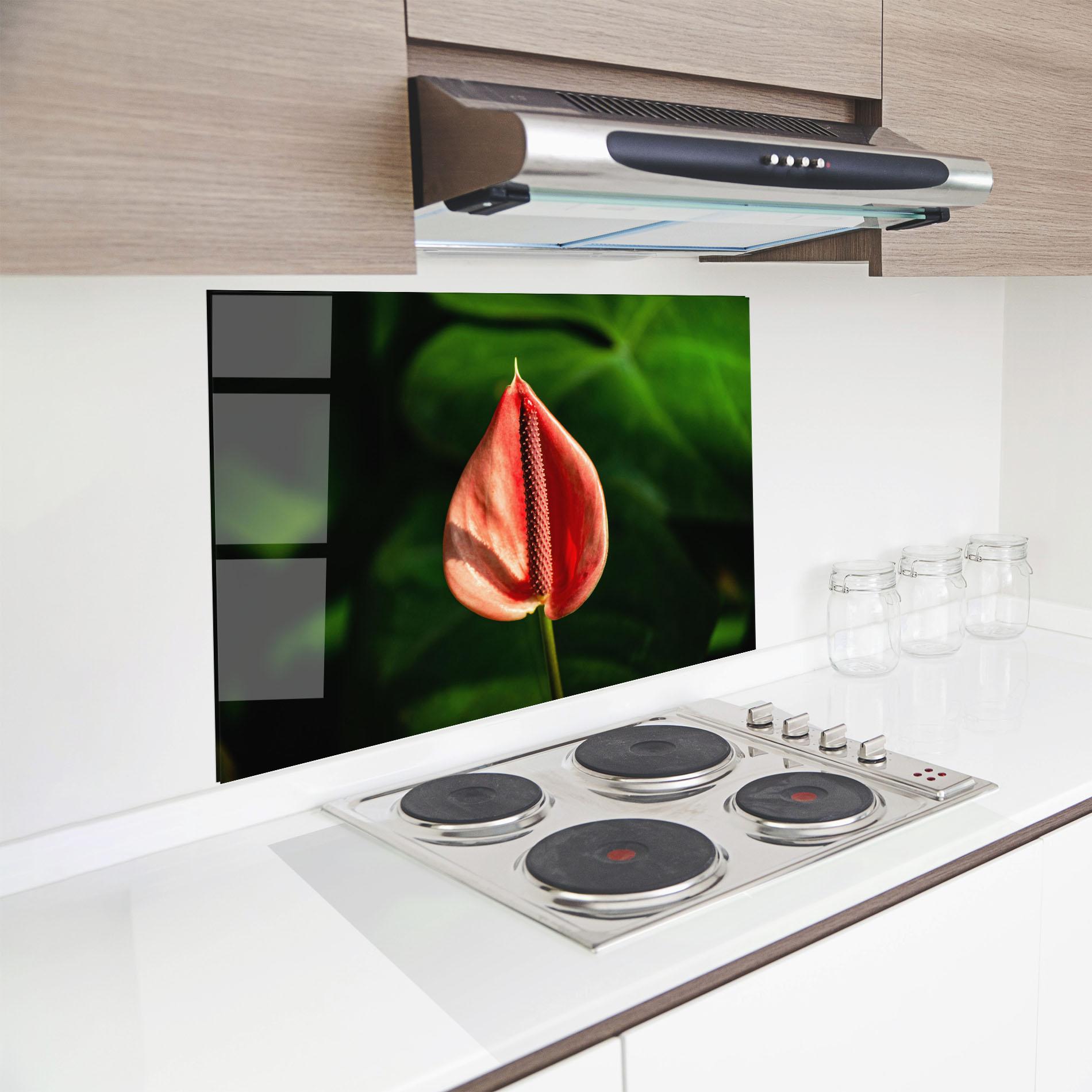 Küchenrückwand Glas Plant Exotic Red mockup 8
