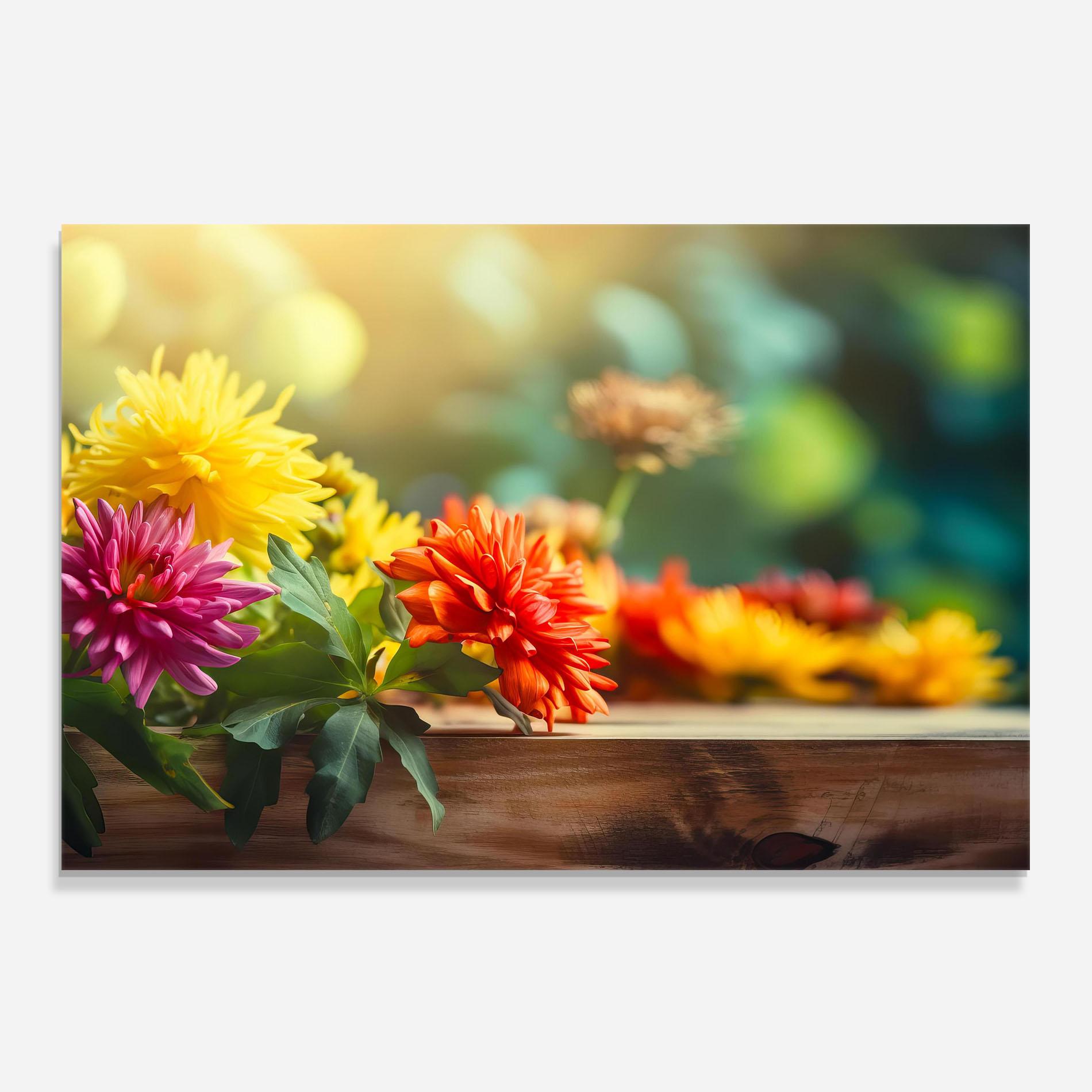 Küchenrückwand Glas Wood Wild Flower mockup 0