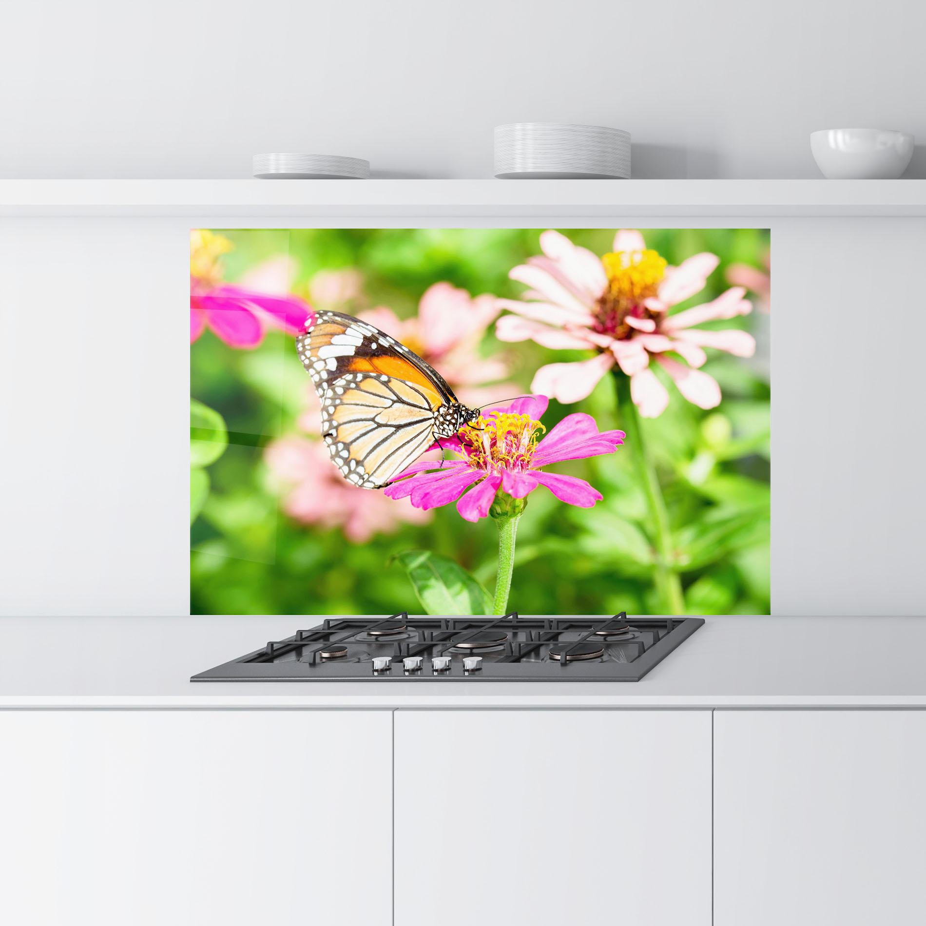 Küchenrückwand Glas Daylight Butterfly mockup 9