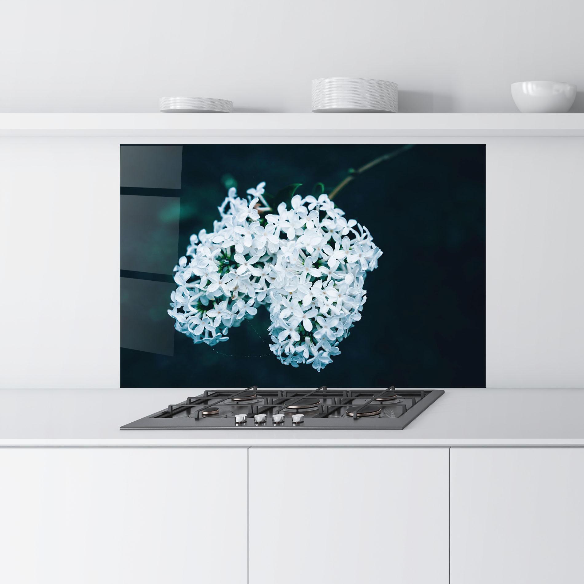 Küchenrückwand Glas Green Light Flower mockup 9