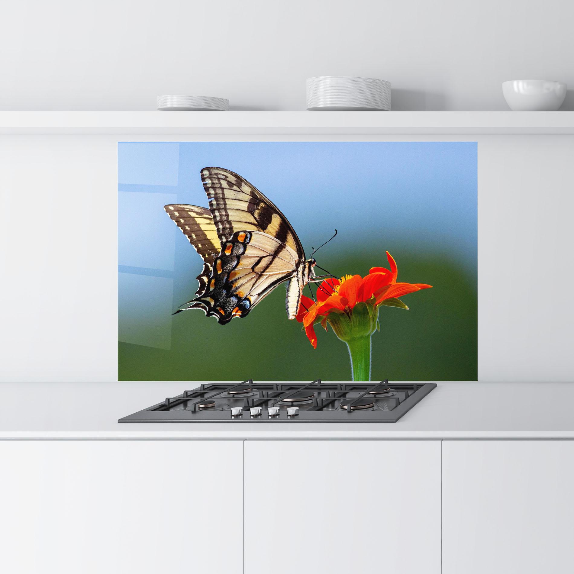 Küchenrückwand Glas Red Flower Wild mockup 9