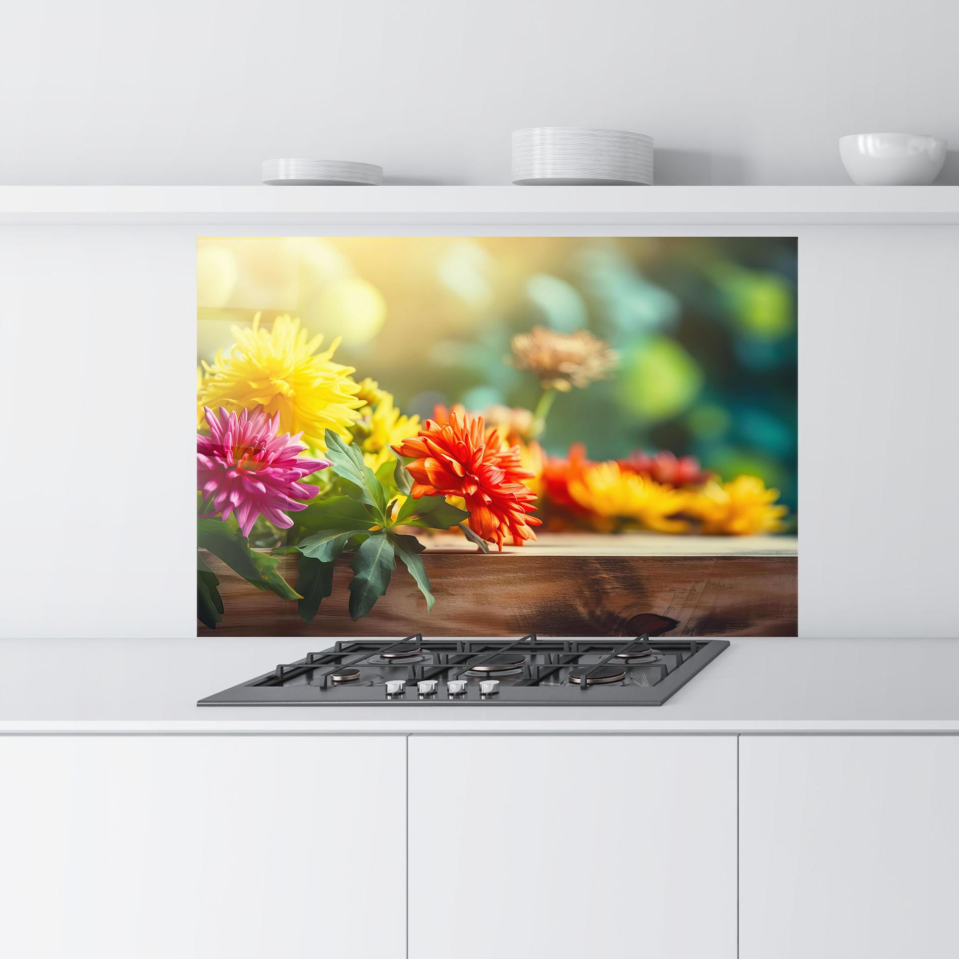 Küchenrückwand Glas Wood Wild Flower mockup 9
