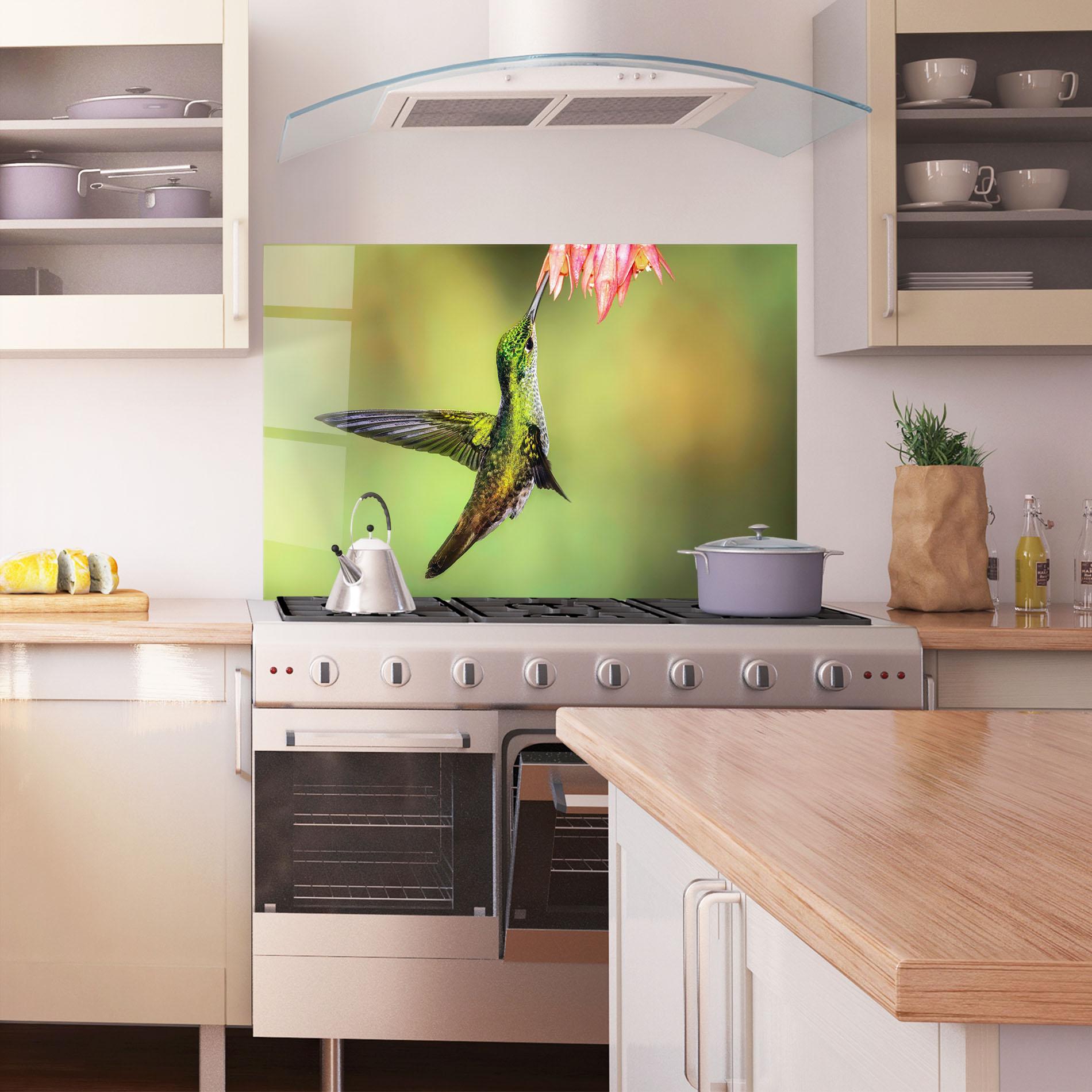 Küchenrückwand Glas Wild Bird Flower mockup 1