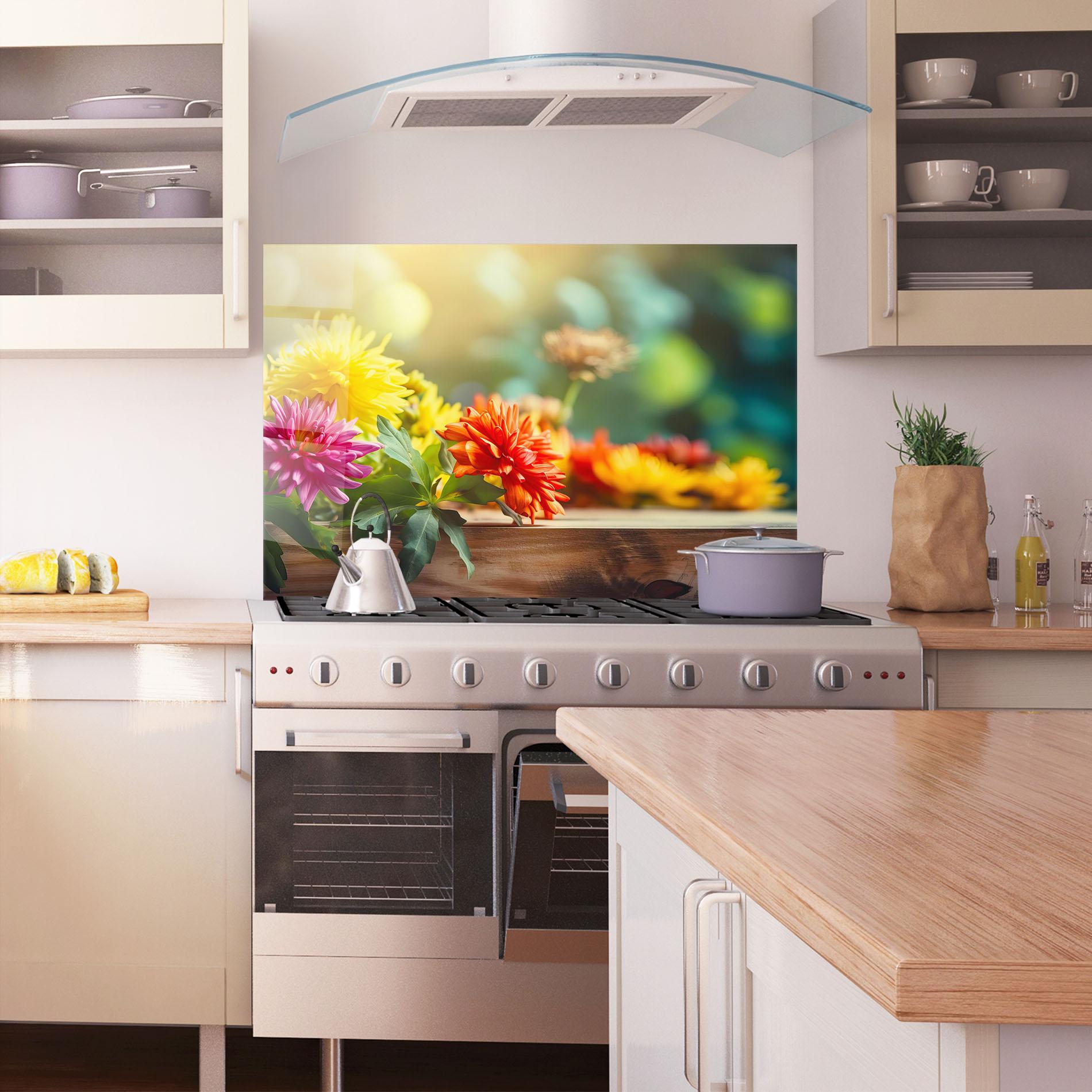 Küchenrückwand Glas Wood Wild Flower mockup 1