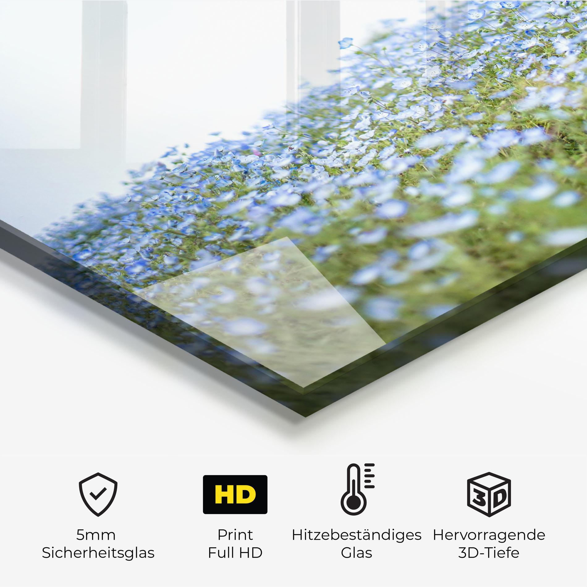 Küchenrückwand Glas Blue Wild Flowers mockup 2