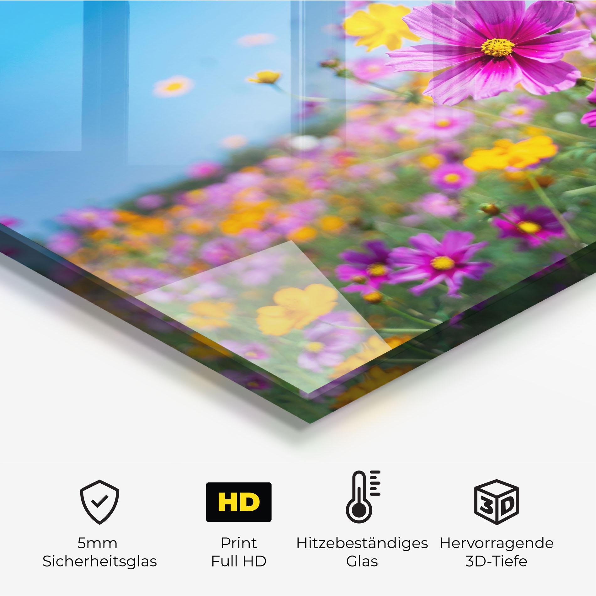 Küchenrückwand Glas Cosmos Flowers Grassland mockup 2