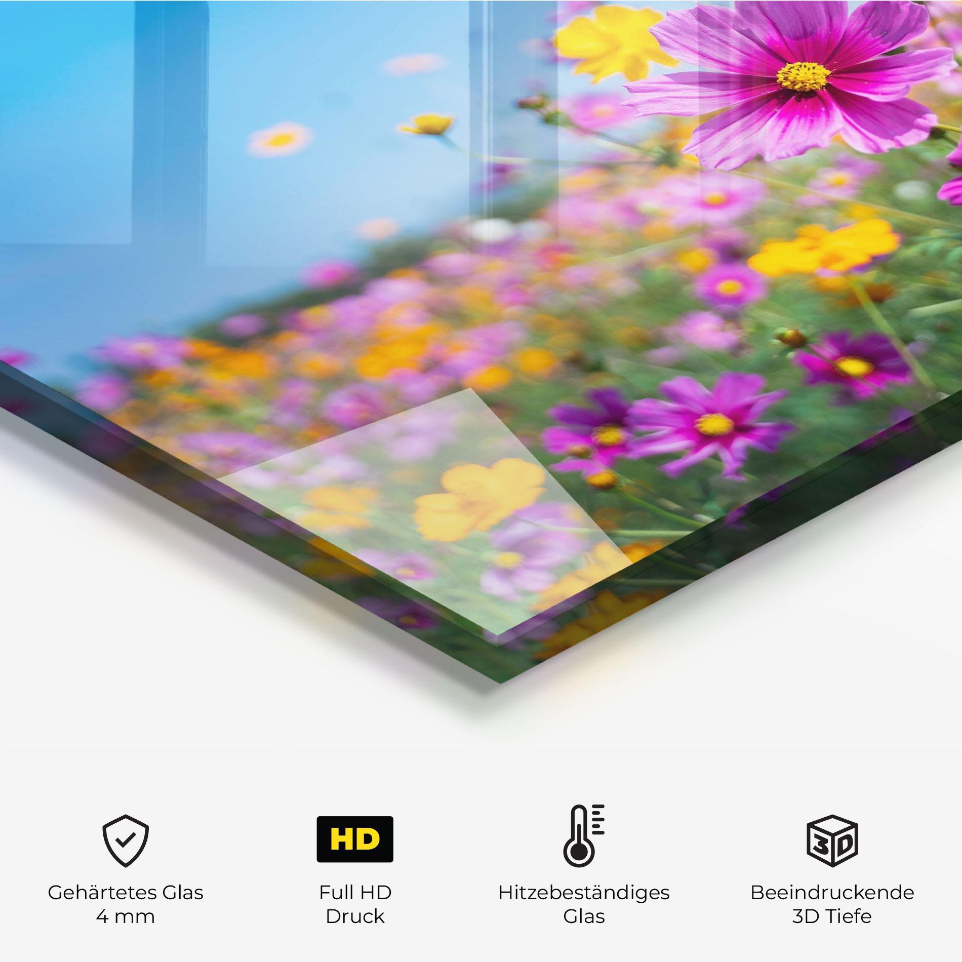 Küchenrückwand Glas Cosmos Flowers Grassland mockup 2