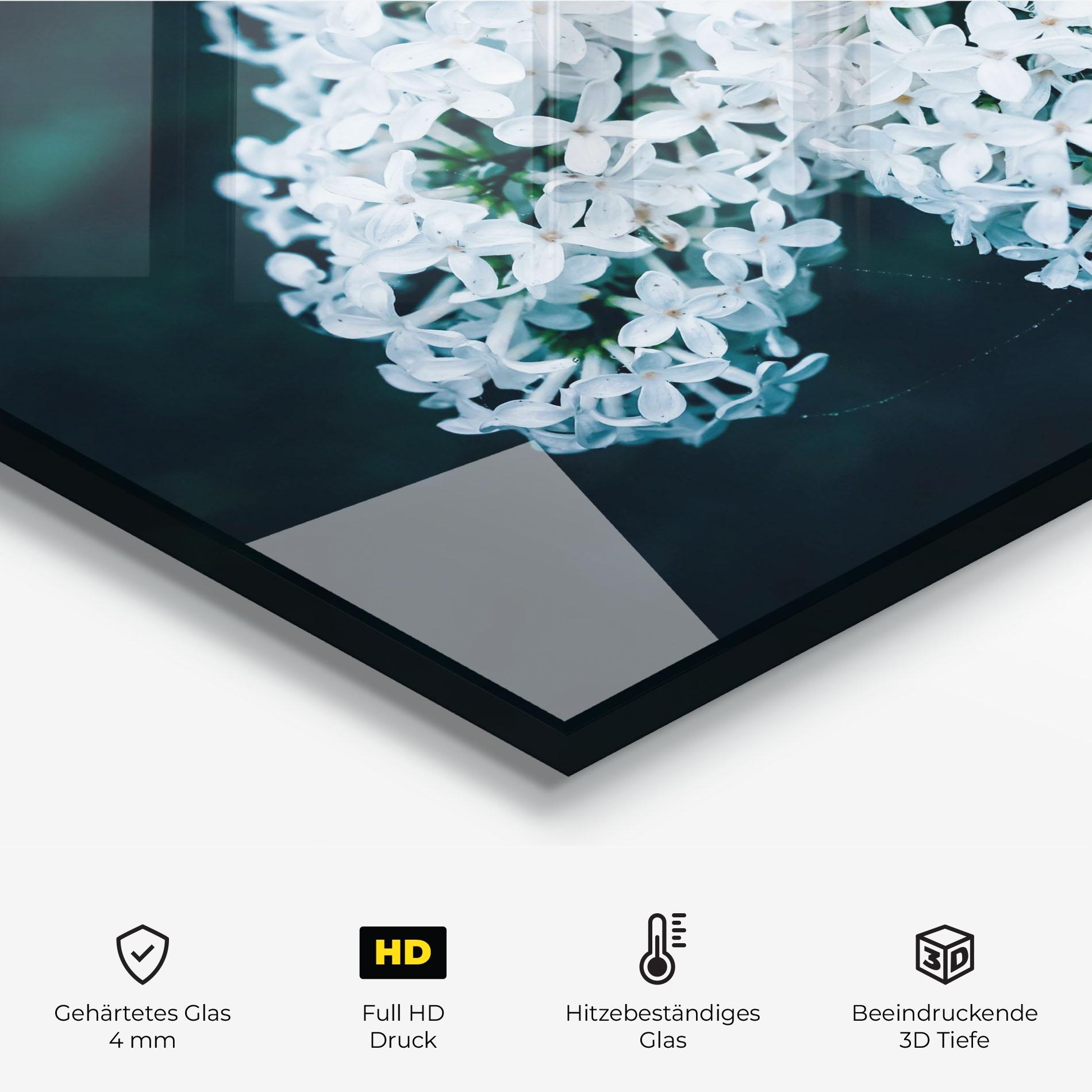 Küchenrückwand Glas Green Light Flower mockup 2