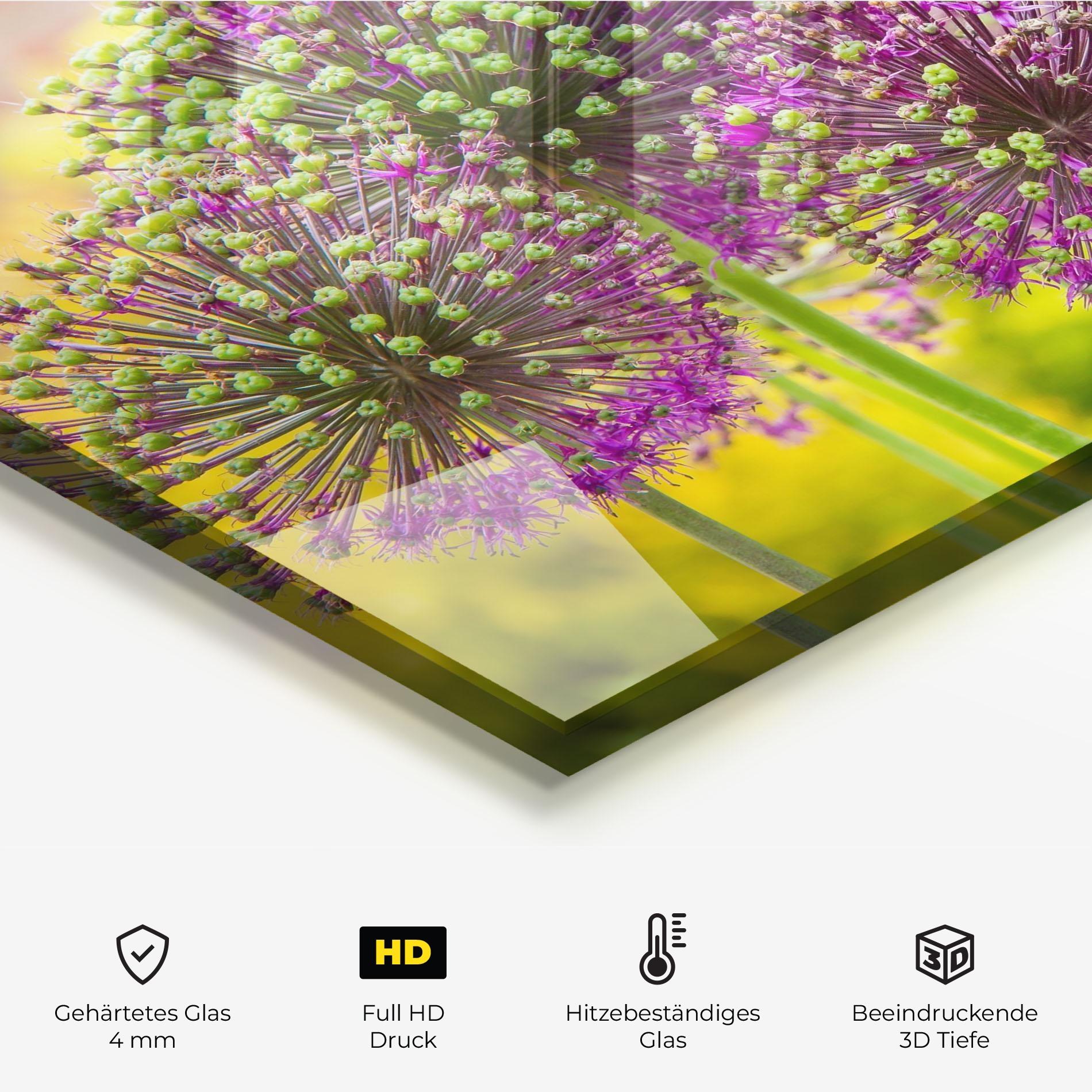 Küchenrückwand Glas Green Purple Garden mockup 2