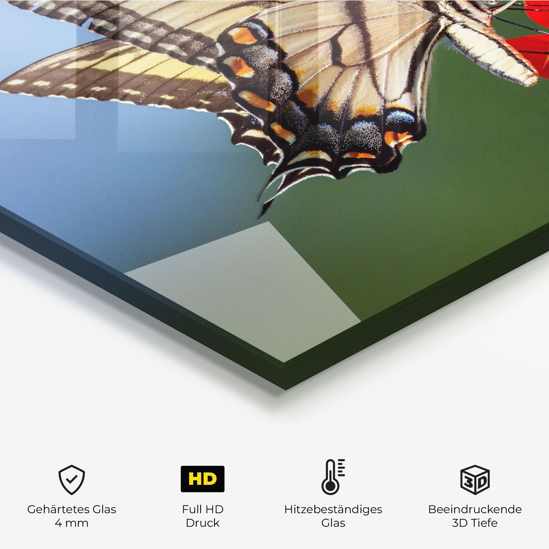 Küchenrückwand Glas Red Flower Wild mockup 2