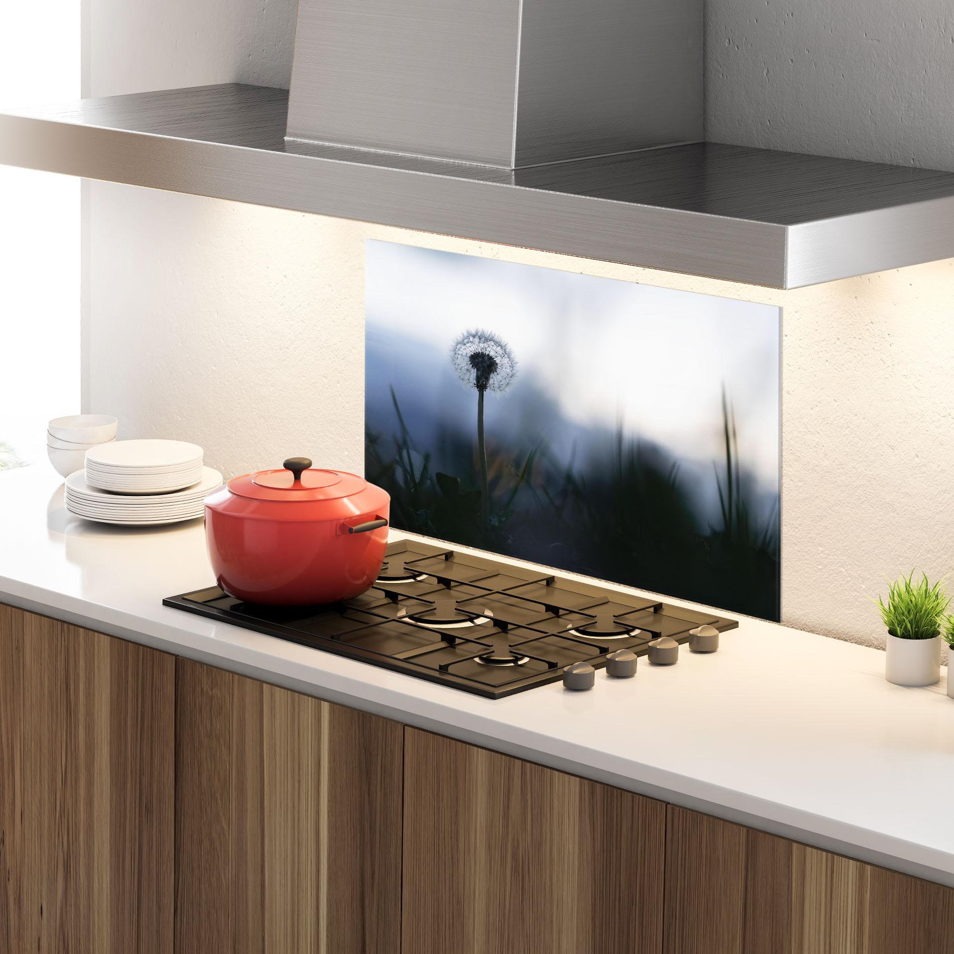 Küchenrückwand Glas Dandelion Wild View mockup 4