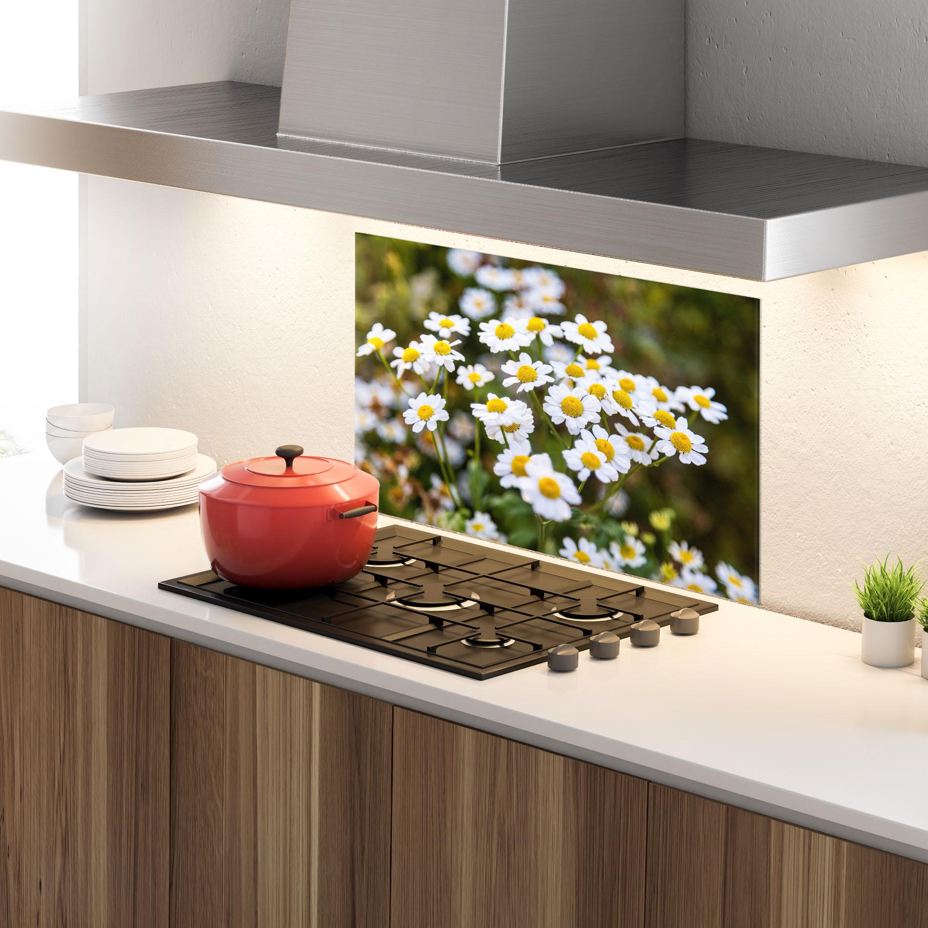 Küchenrückwand Glas Flowers Garden mockup 4