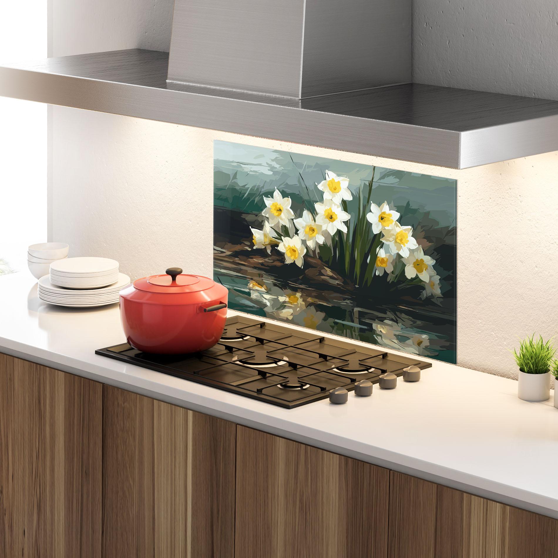 Küchenrückwand Glas Wild Lake Plant mockup 4