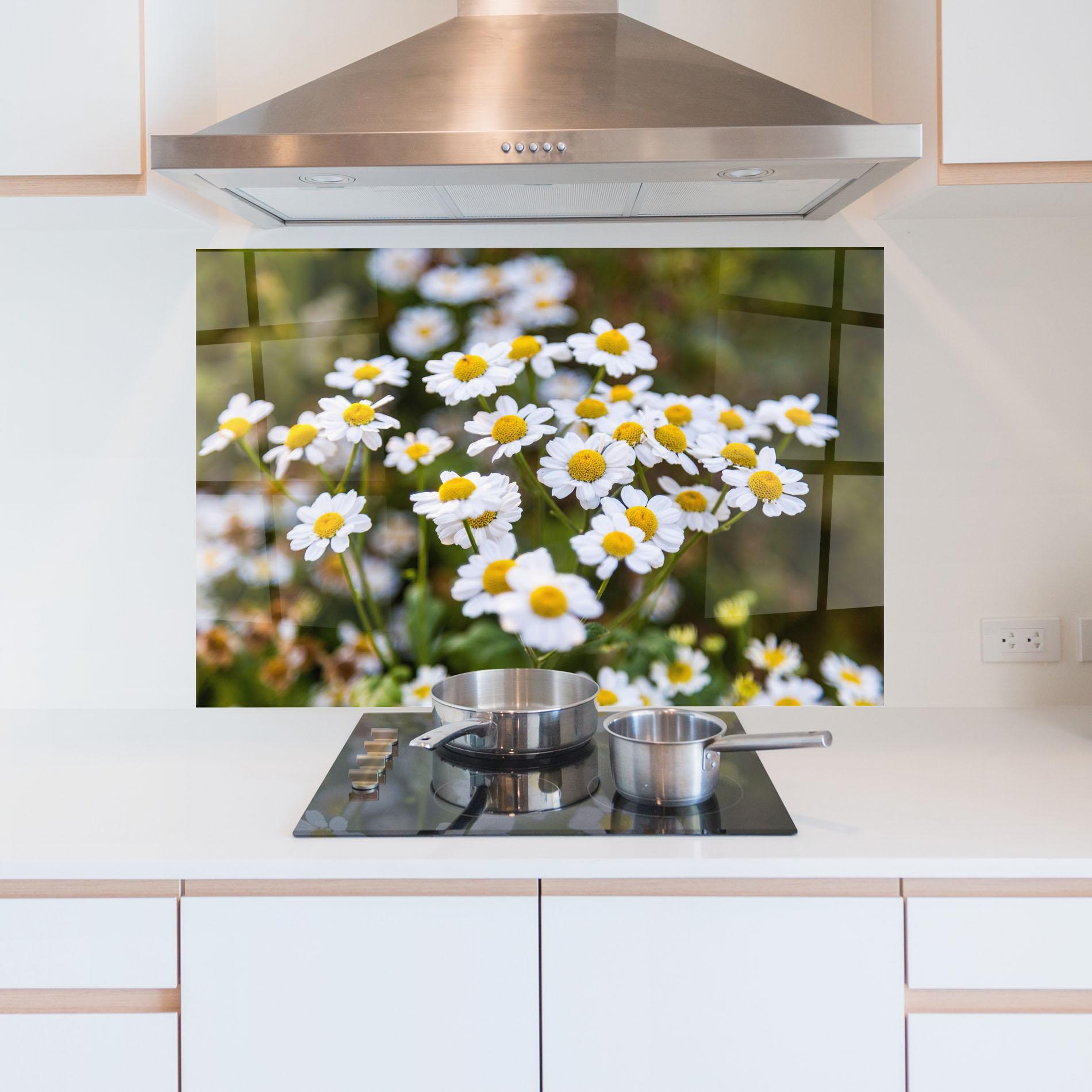 Küchenrückwand Glas Flowers Garden mockup 5