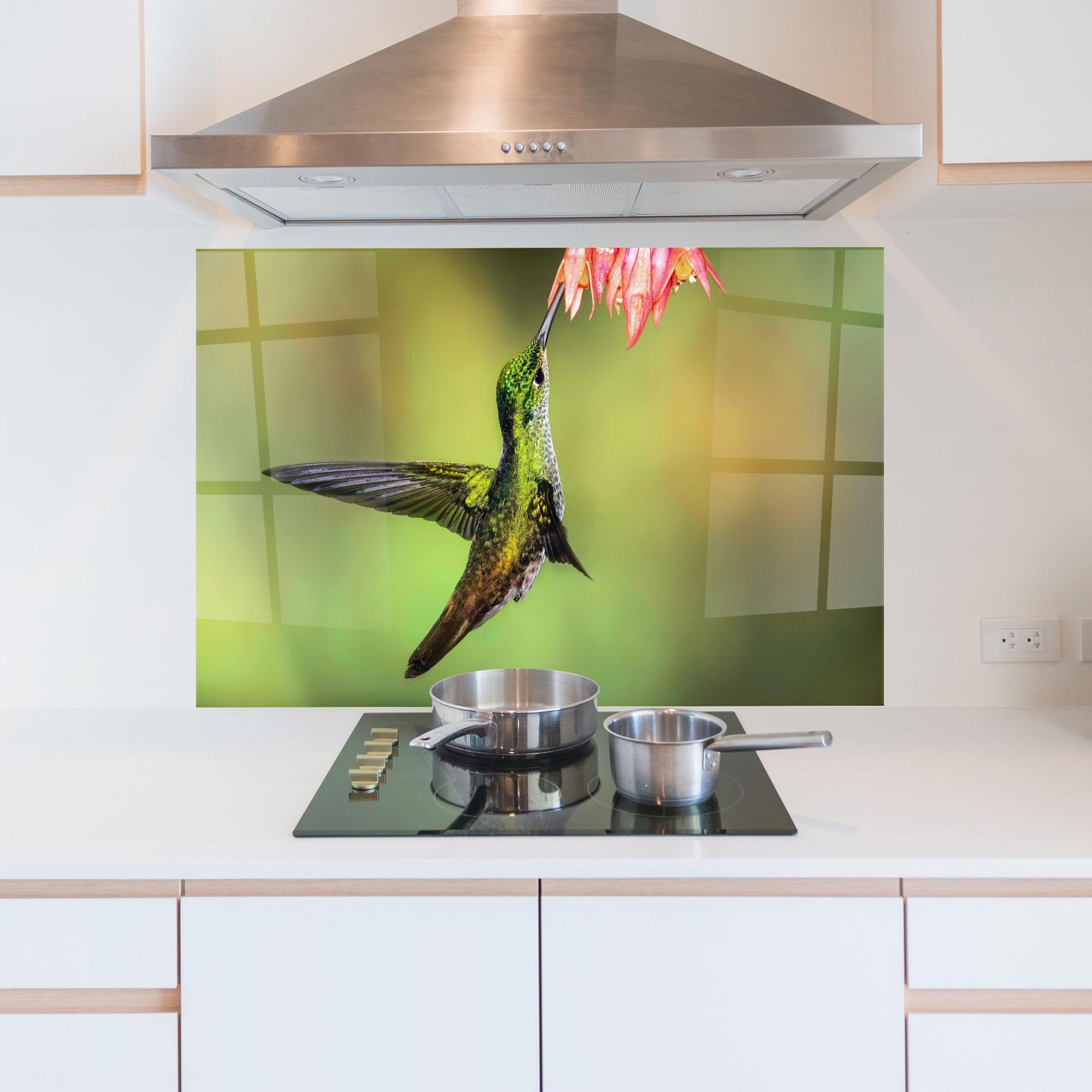 Küchenrückwand Glas Wild Bird Flower mockup 5