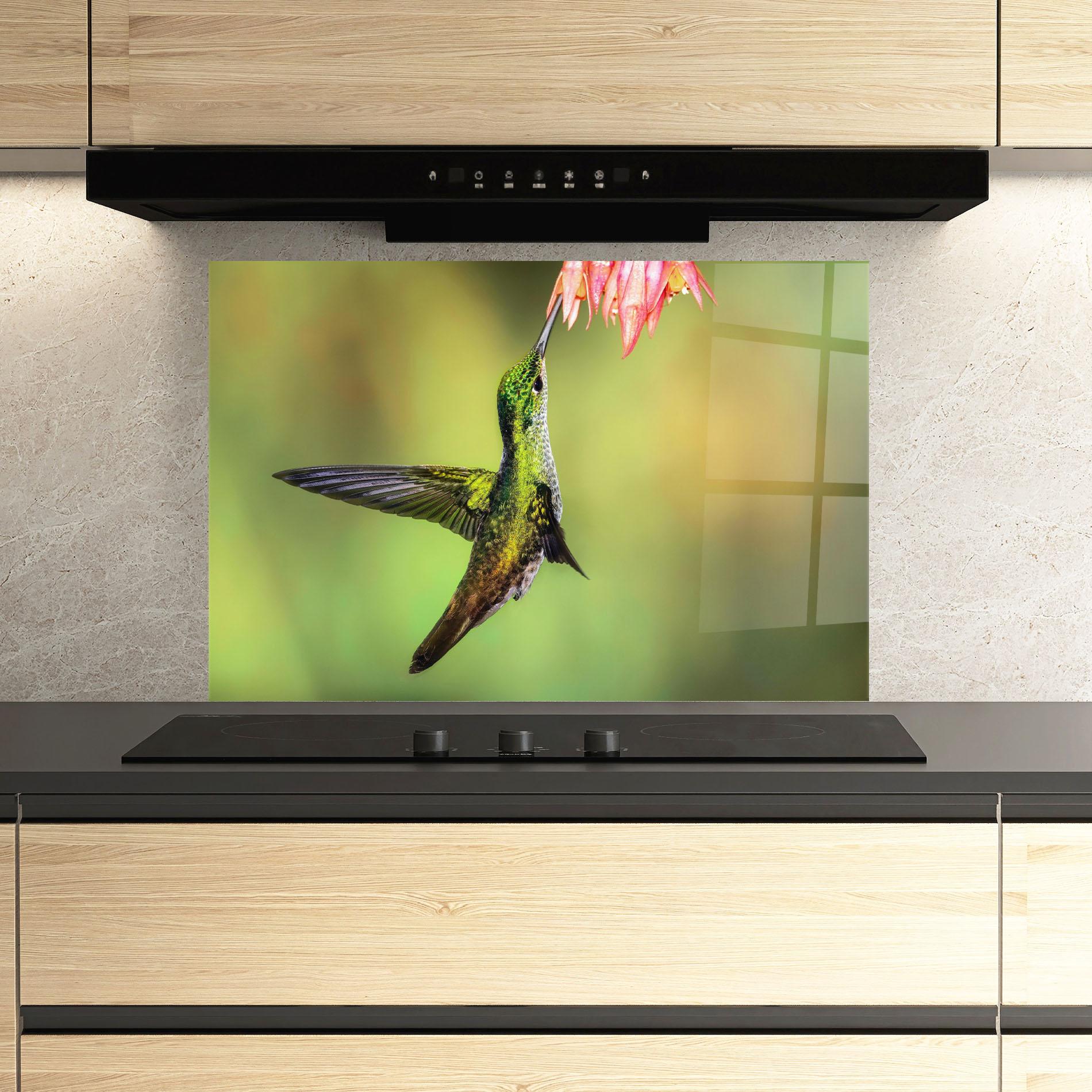 Küchenrückwand Glas Wild Bird Flower mockup 3