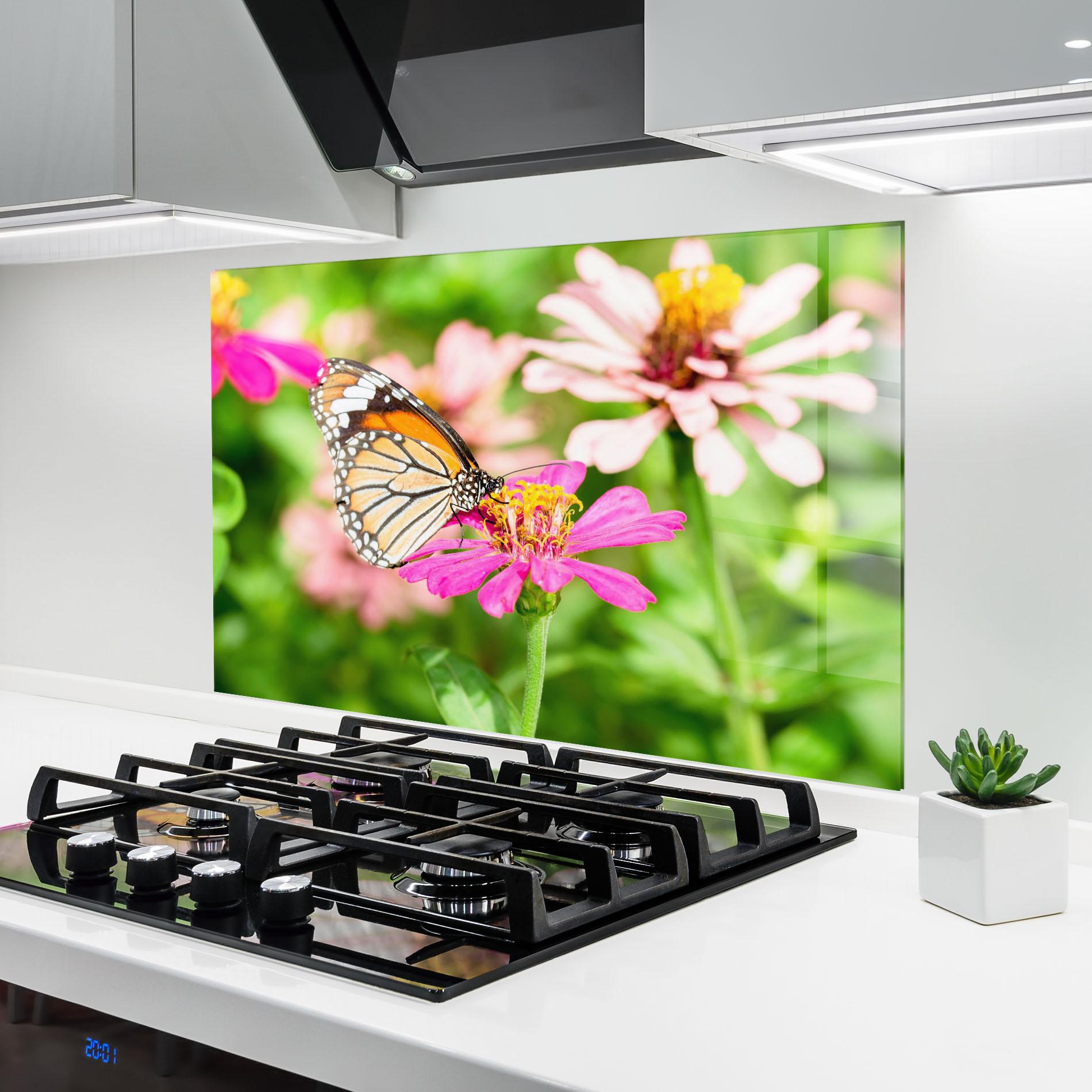 Küchenrückwand Glas Daylight Butterfly mockup 6