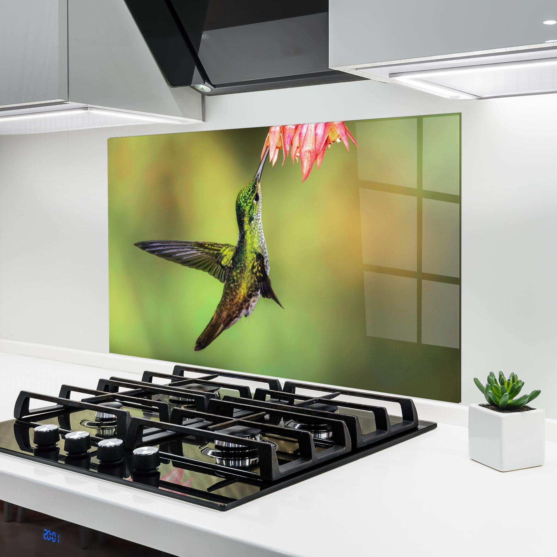 Küchenrückwand Glas Wild Bird Flower mockup 6